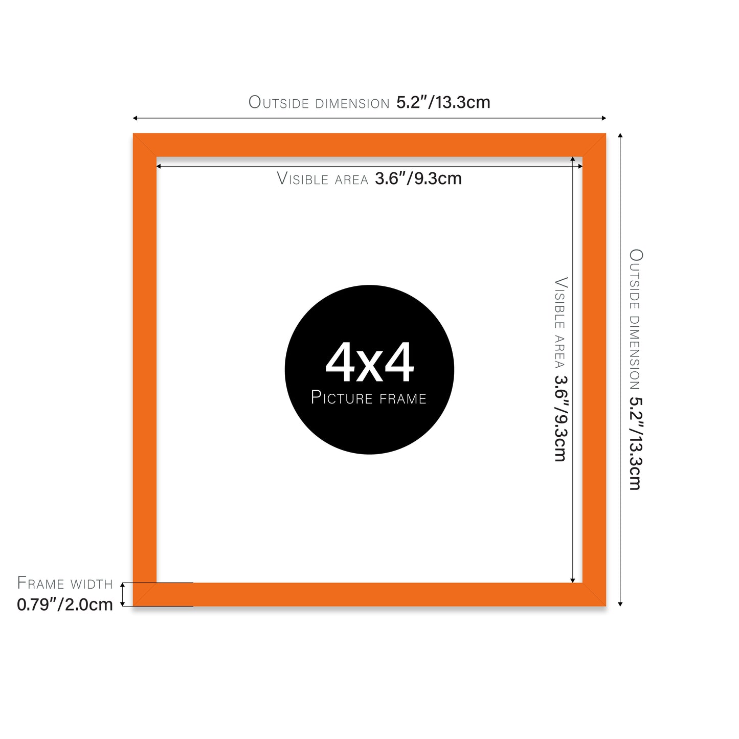 Orange 4x4" modern photo frame for retailers