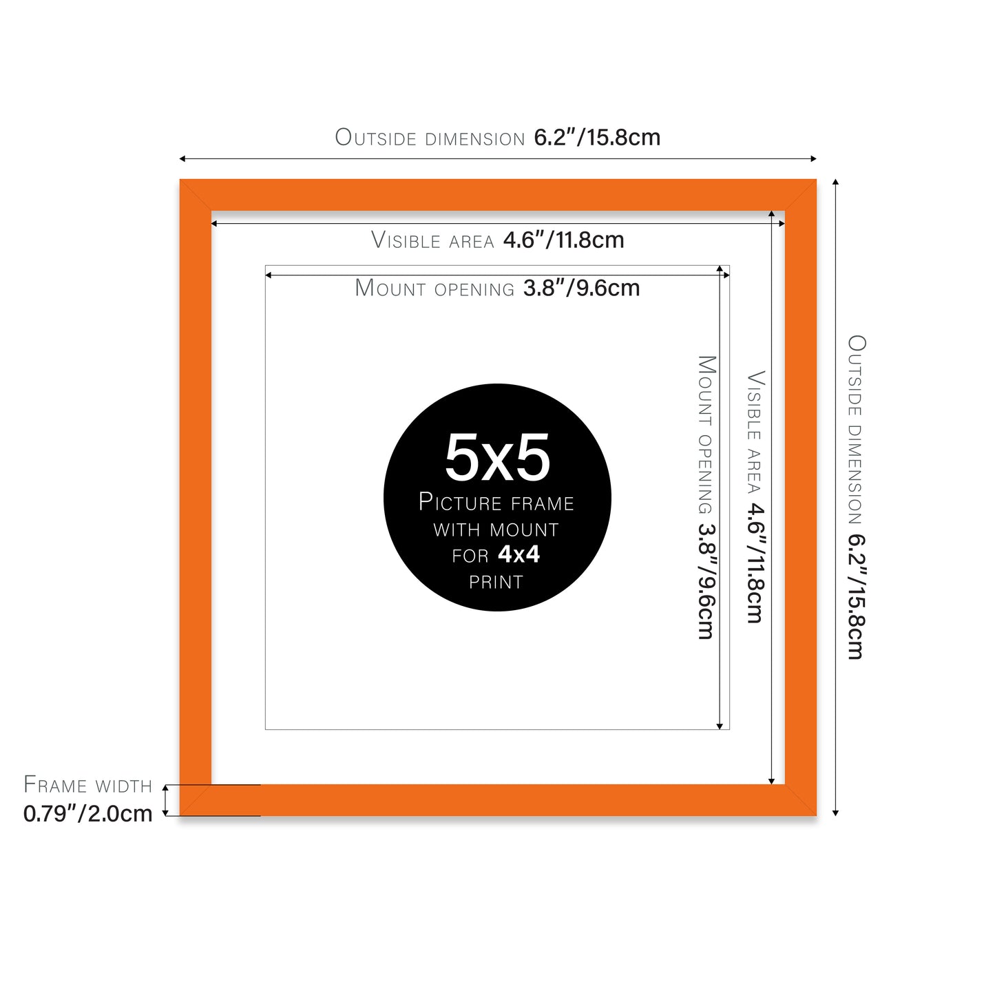Orange Picture Frame 20mm Edge