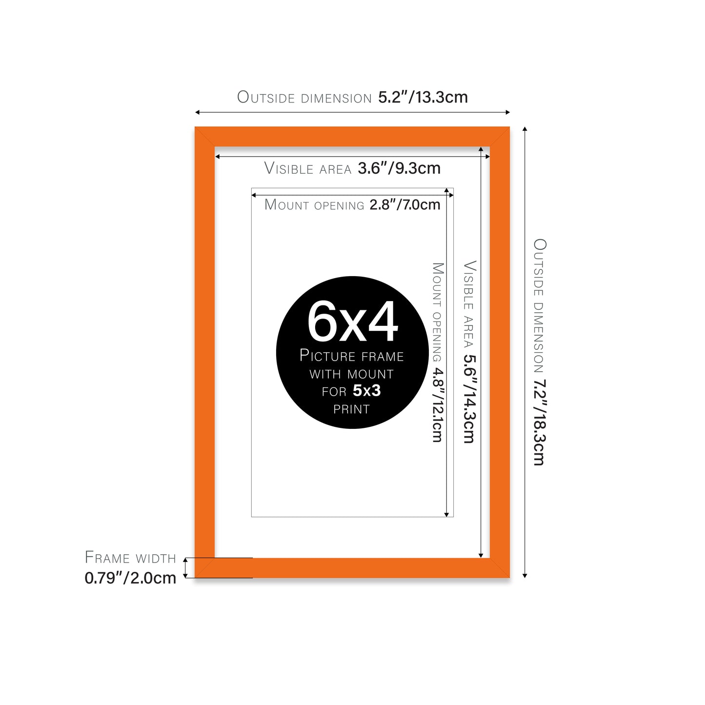 Orange Picture Frame 20mm Edge