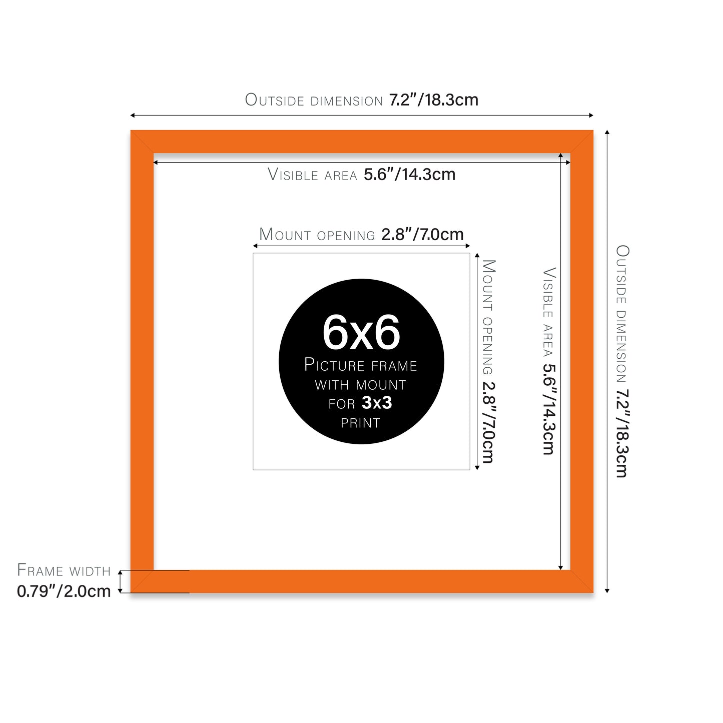 Orange Picture Frame 20mm Edge