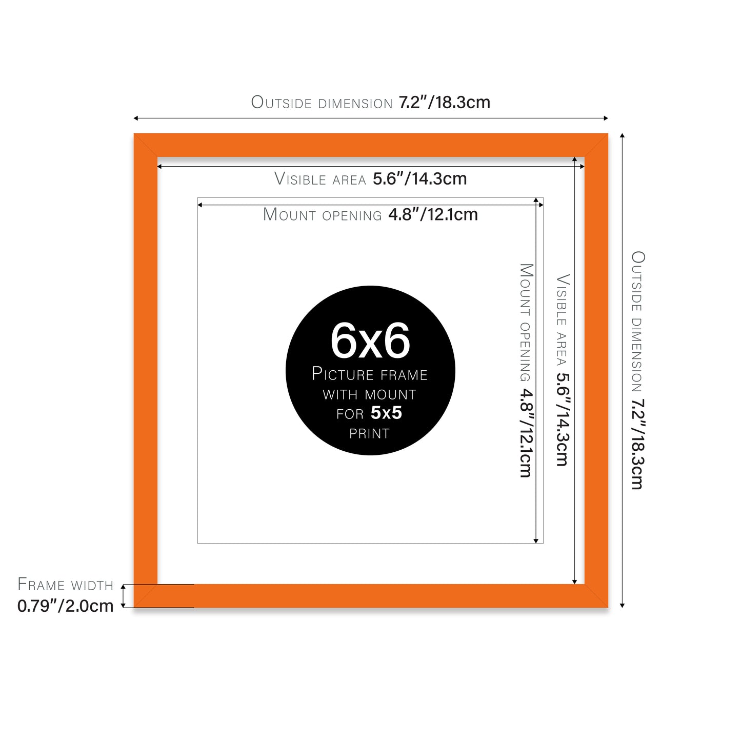 Orange Picture Frame 20mm Edge