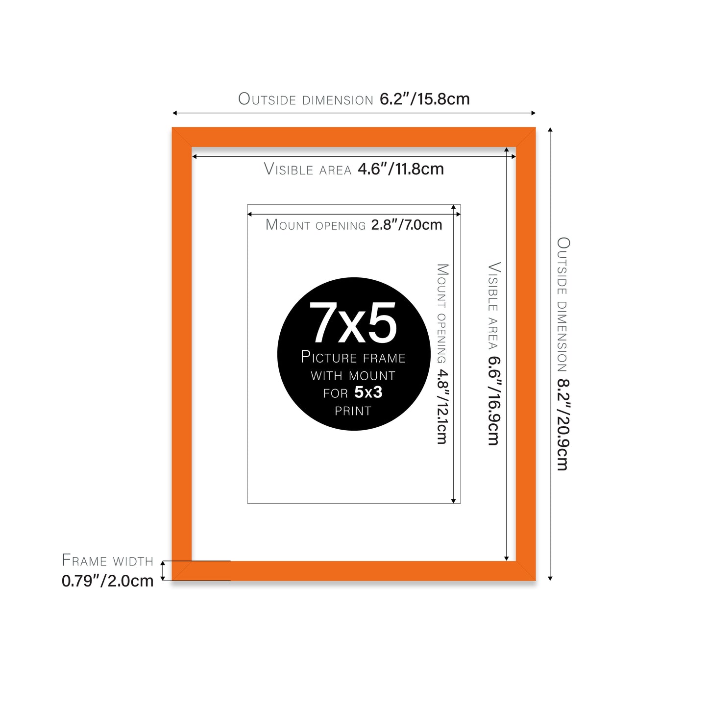 Orange Picture Frame 20mm Edge