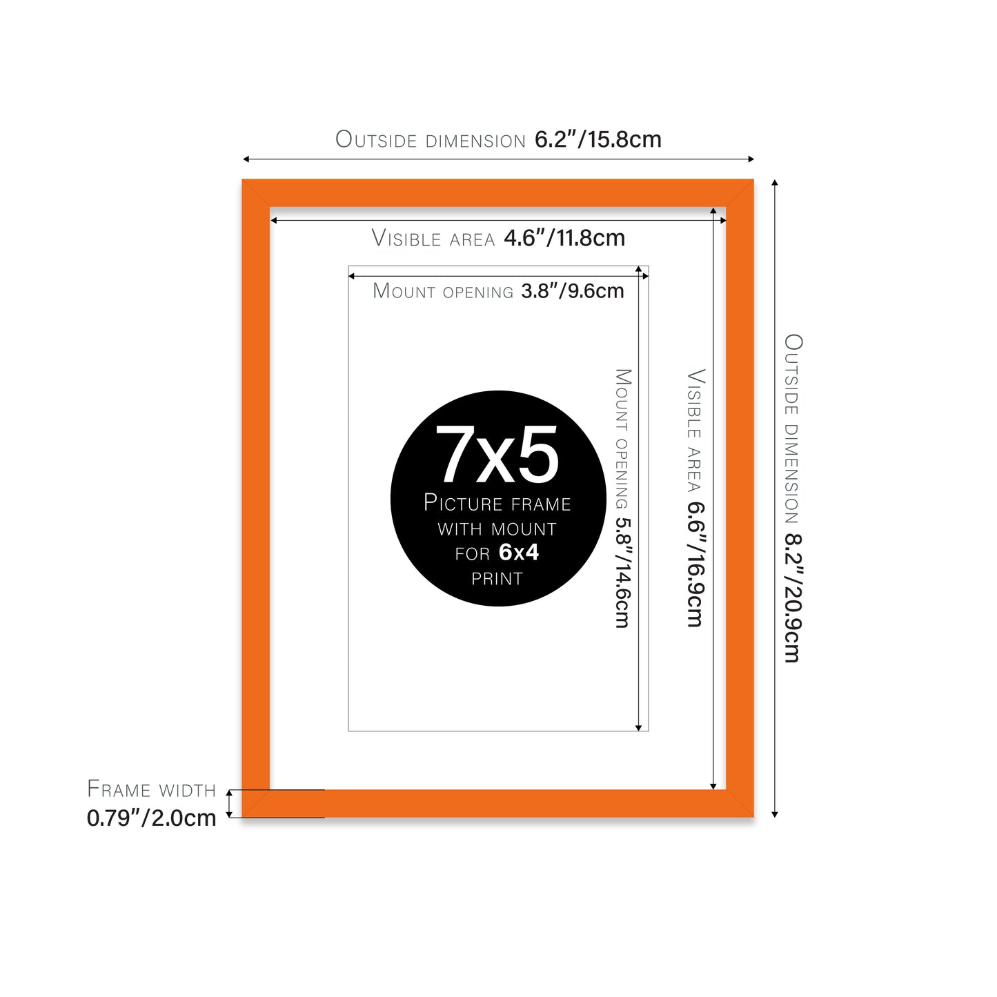 Orange Picture Frame 20mm Edge