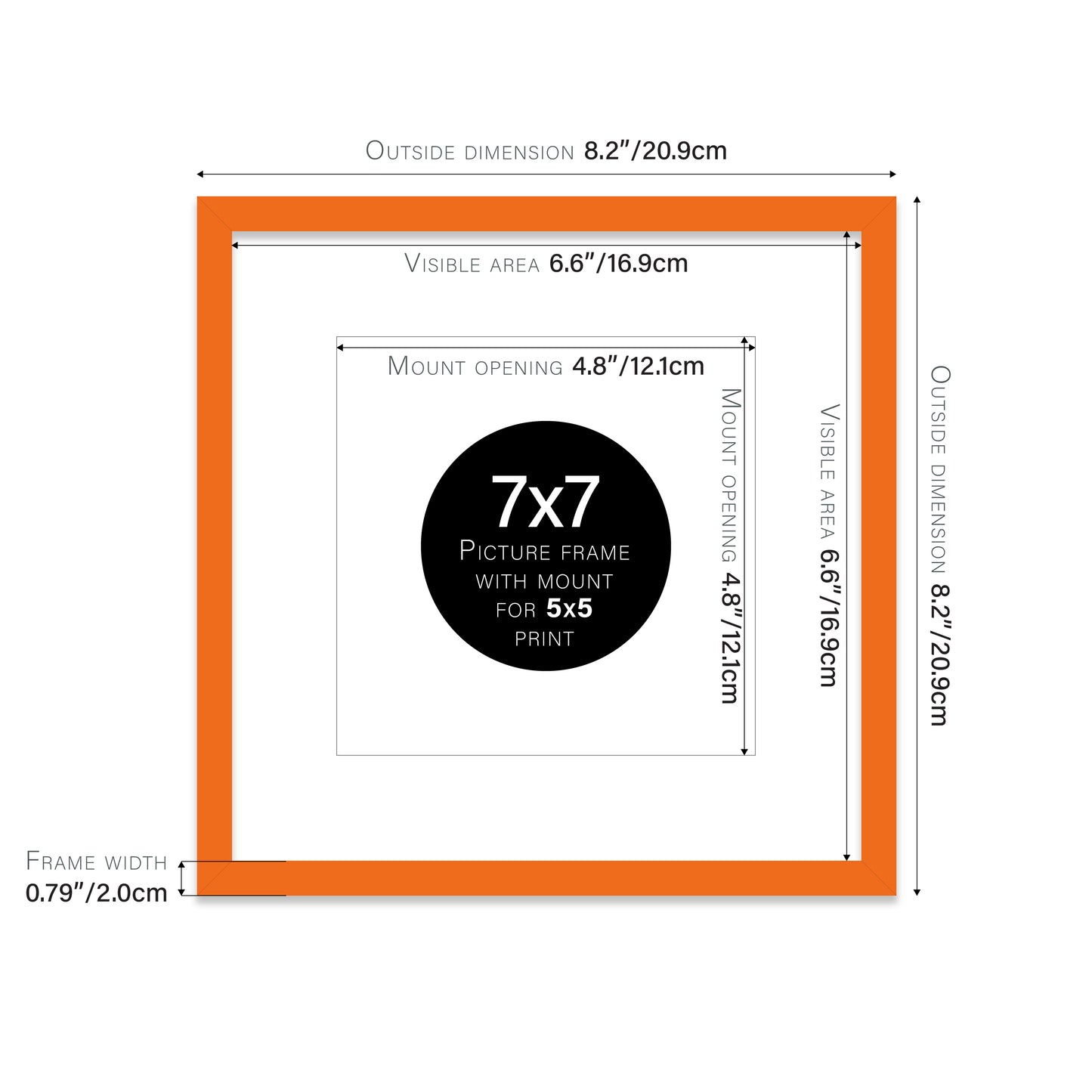 Orange Picture Frame 20mm Edge