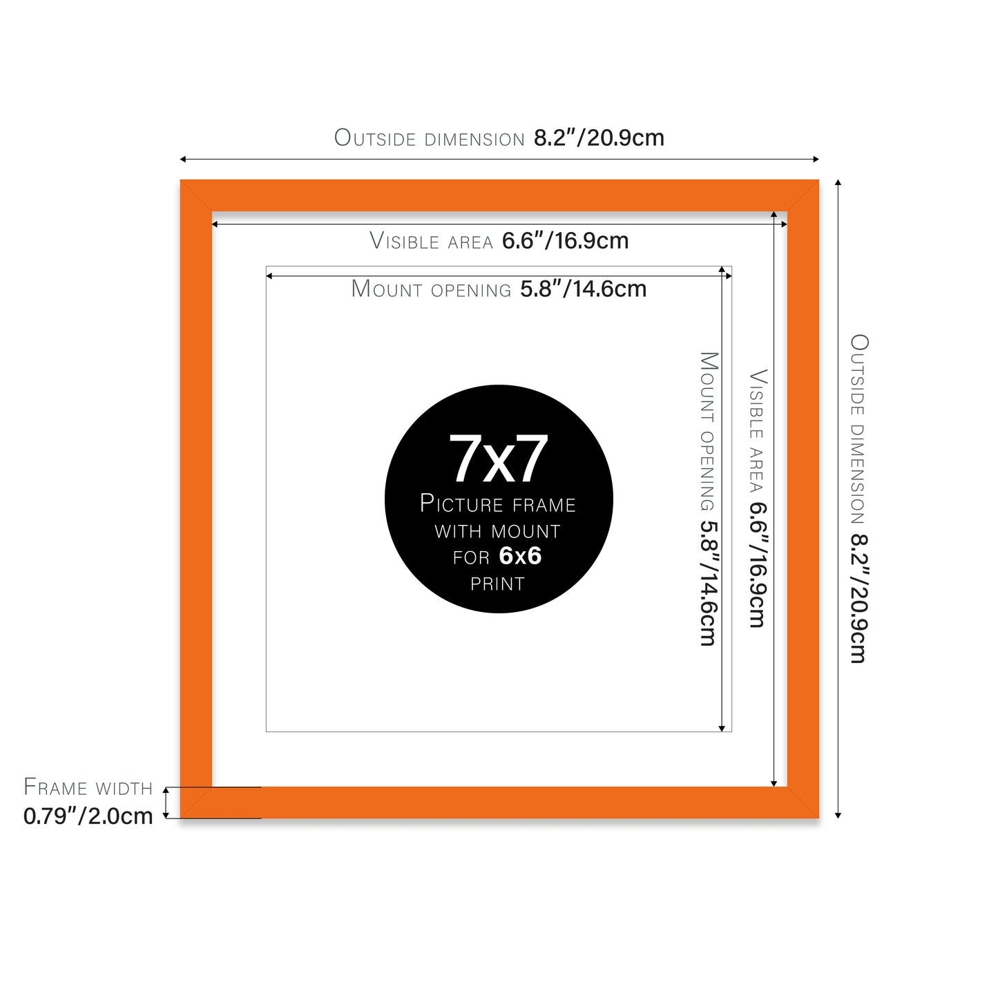 Orange Picture Frame 20mm Edge