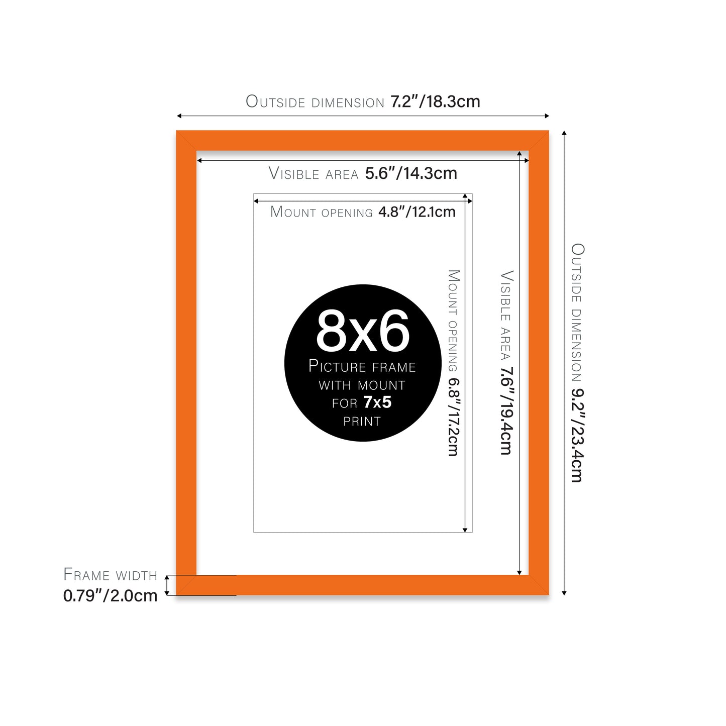 Orange Picture Frame 20mm Edge