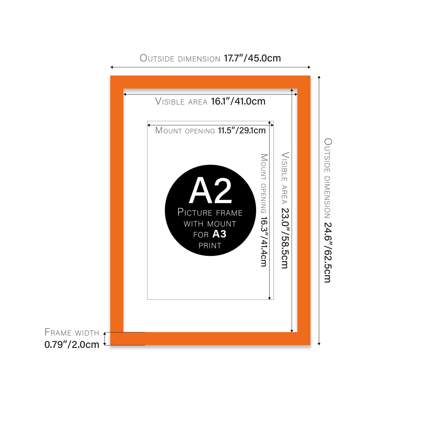 Orange Picture Frame 20mm Edge