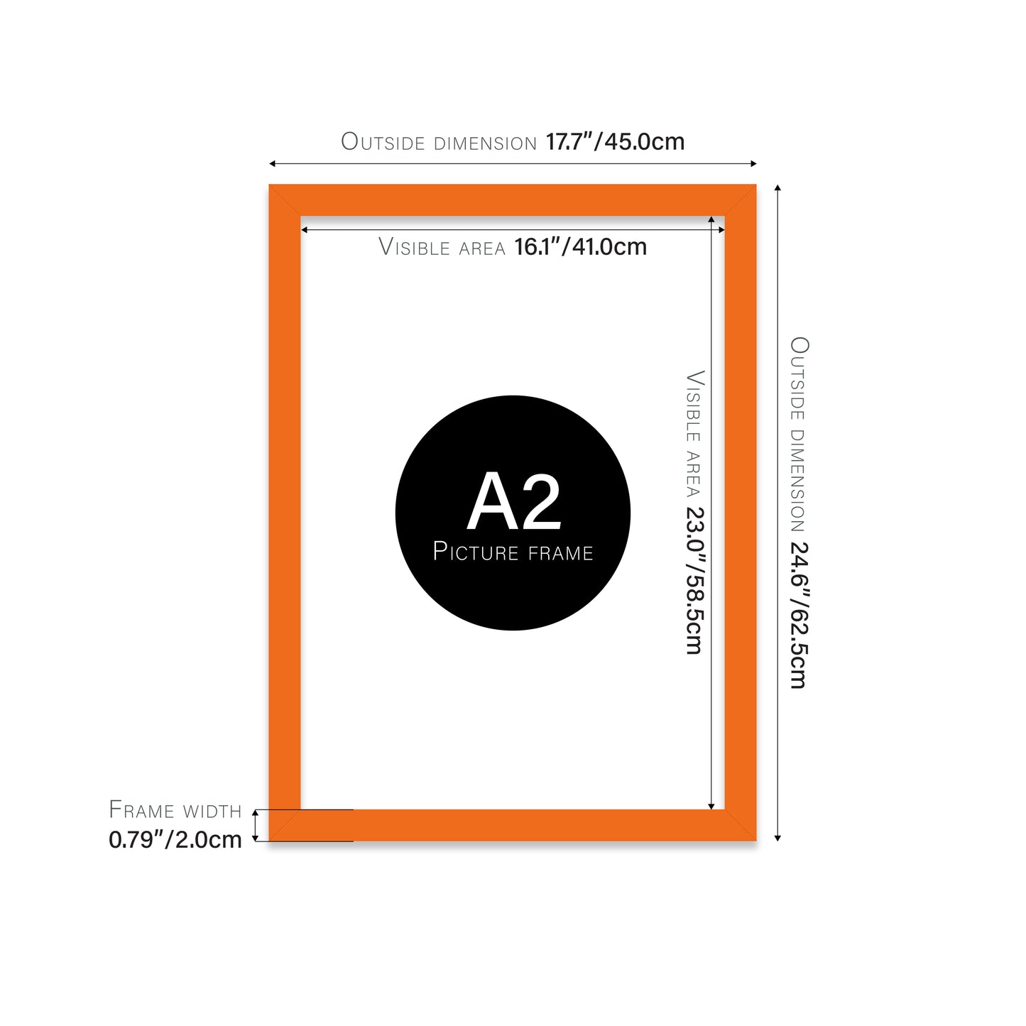 Orange Picture Frame 20mm Edge