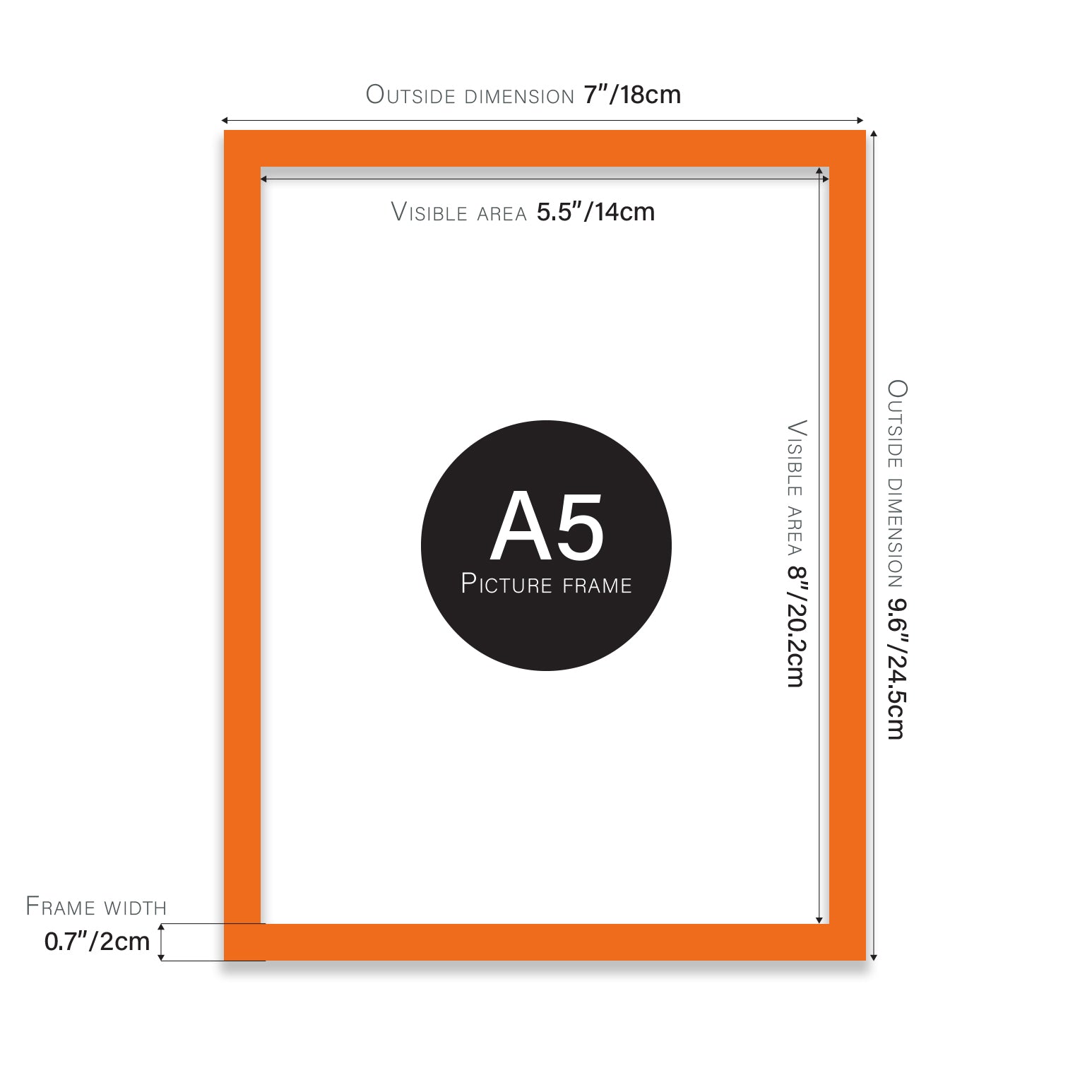 Orange A5 bulk photo frames