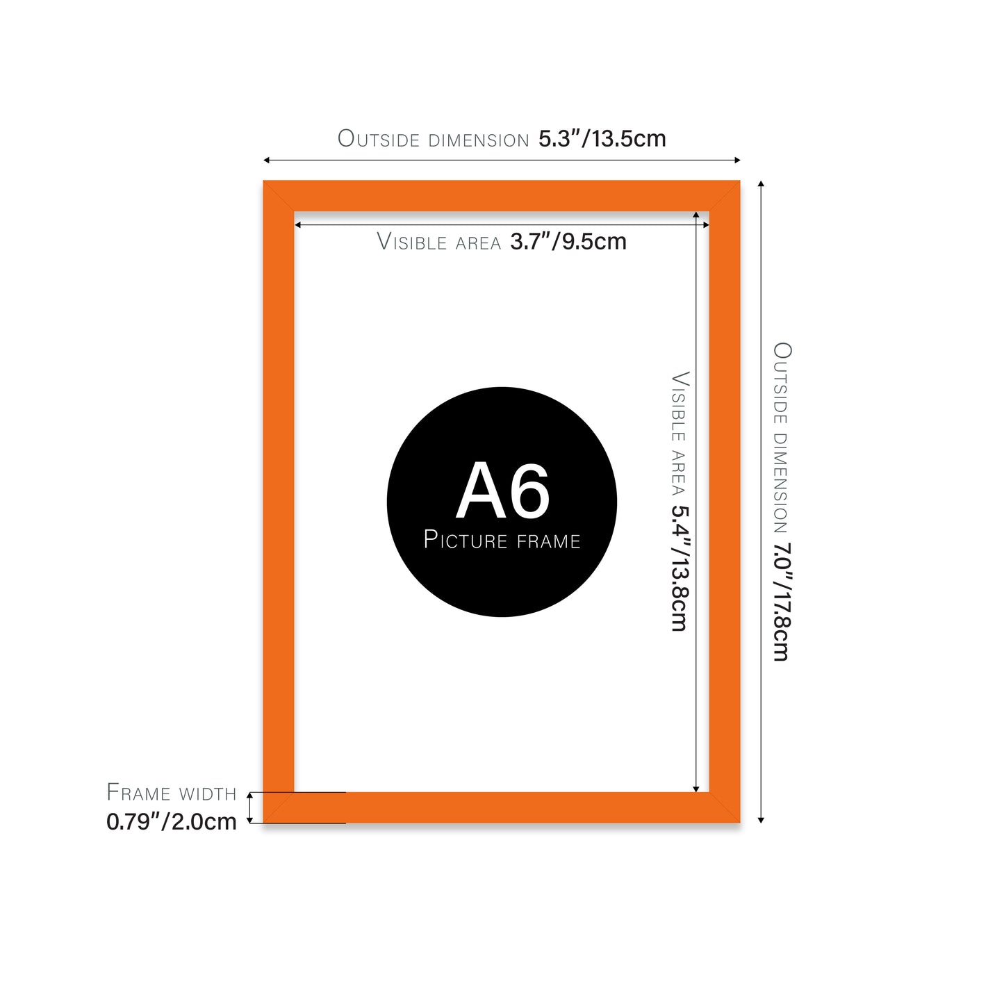 Orange Picture Frame 20mm Edge