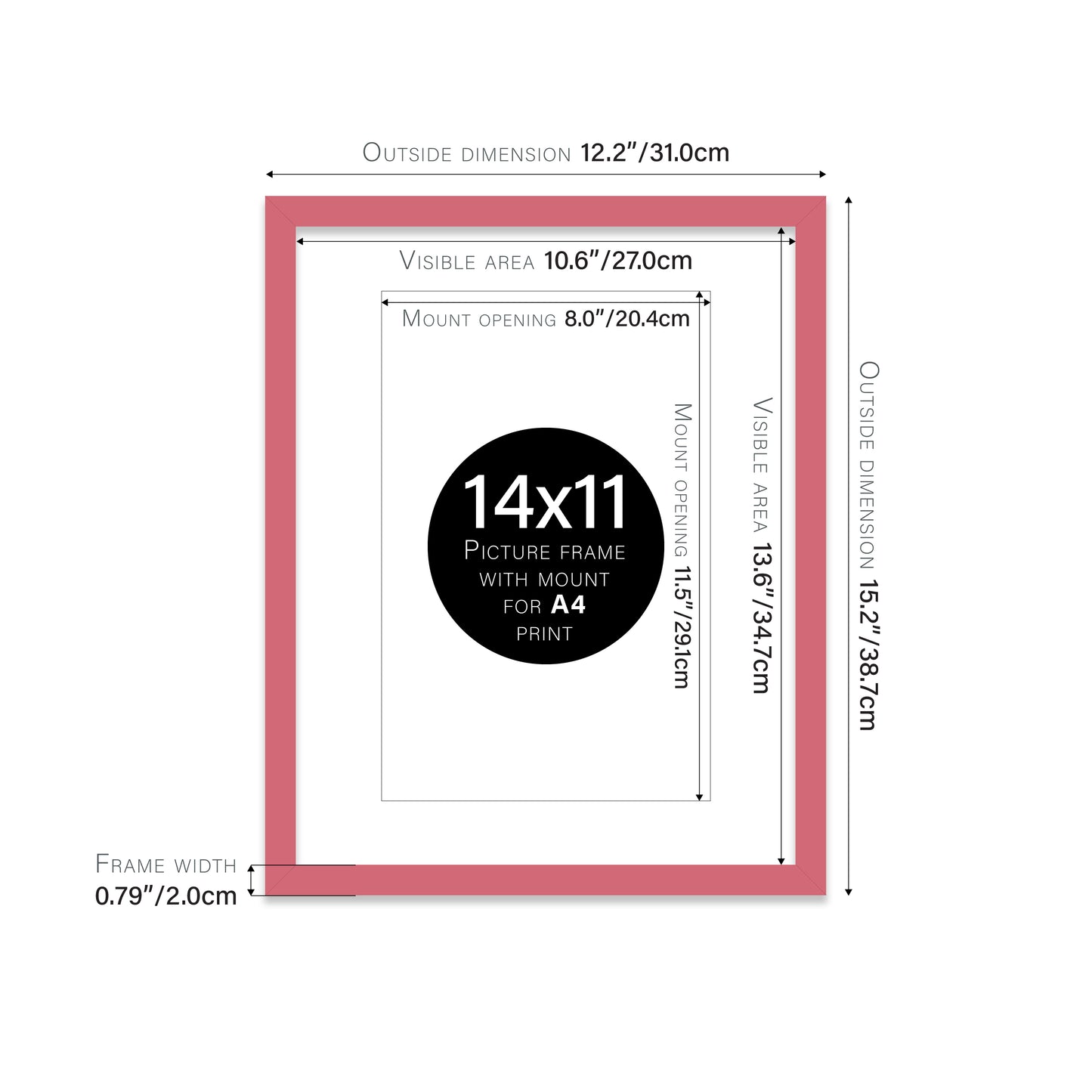 Pink Picture Frame 20mm Edge