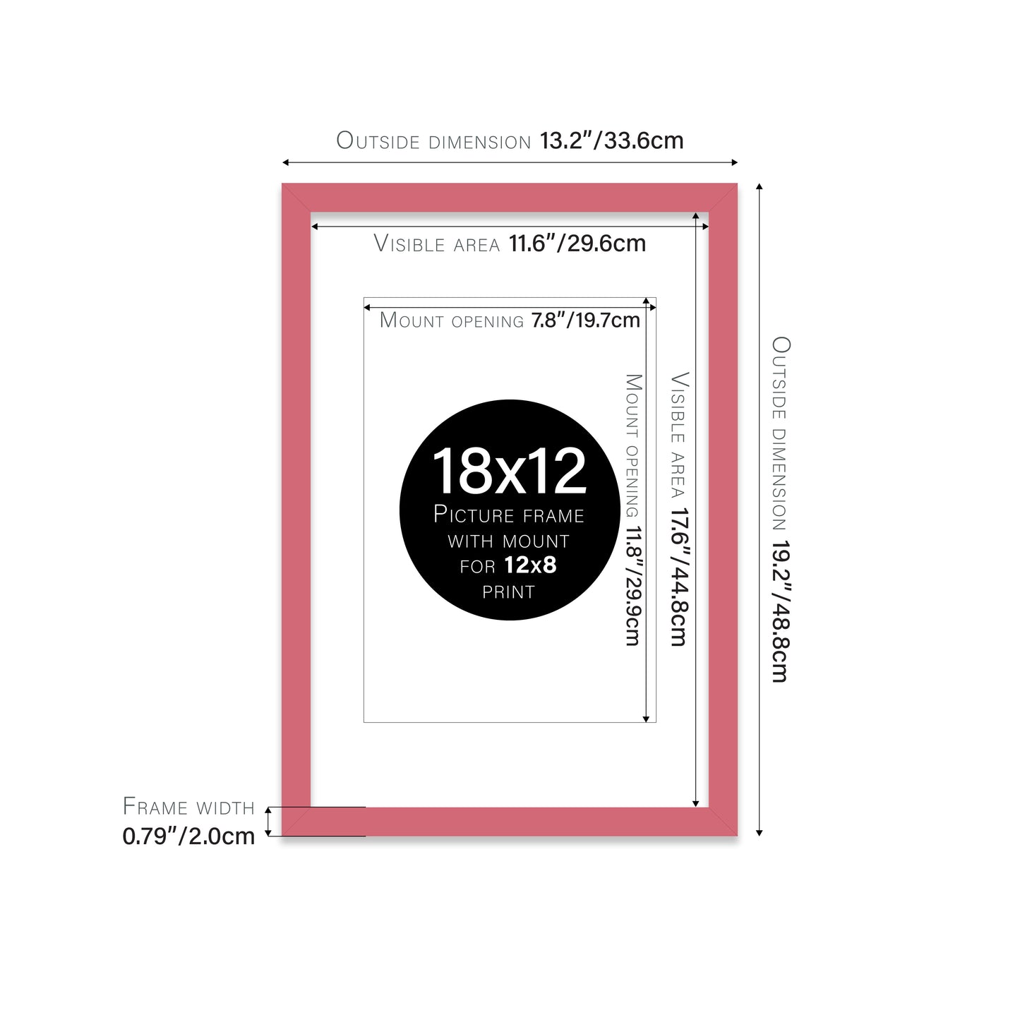 Pink Picture Frame 20mm Edge