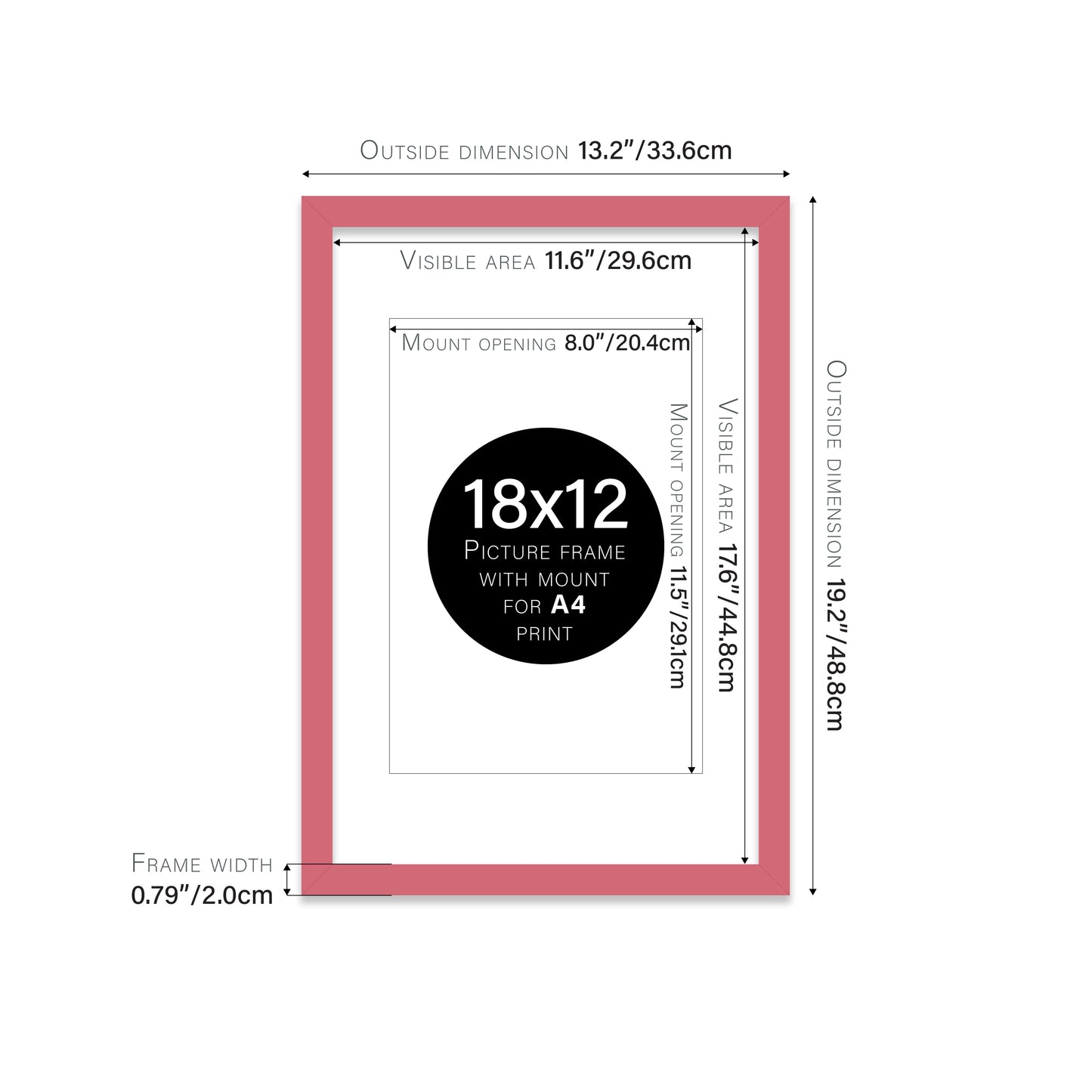 Pink Picture Frame 20mm Edge