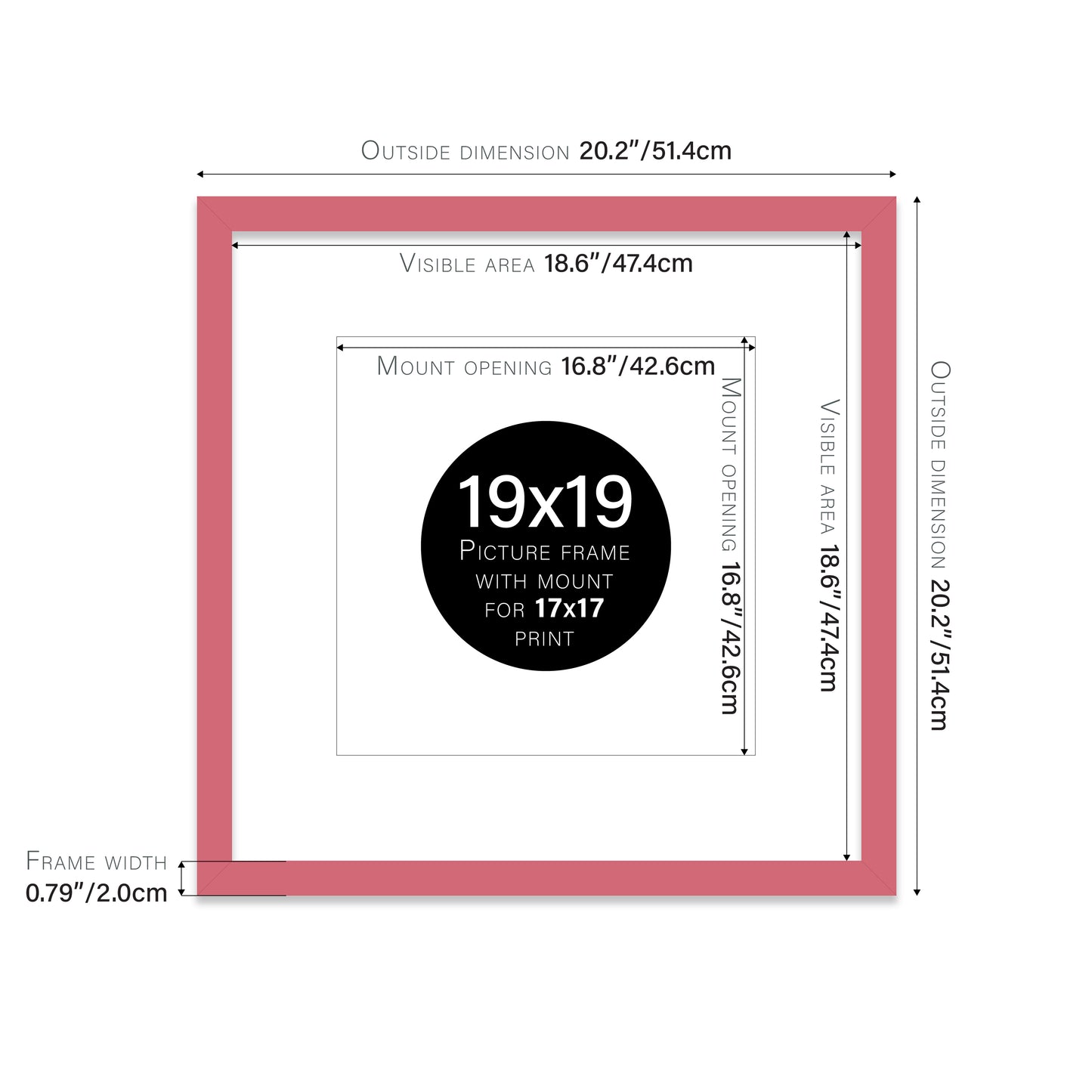 Pink Picture Frame 20mm Edge
