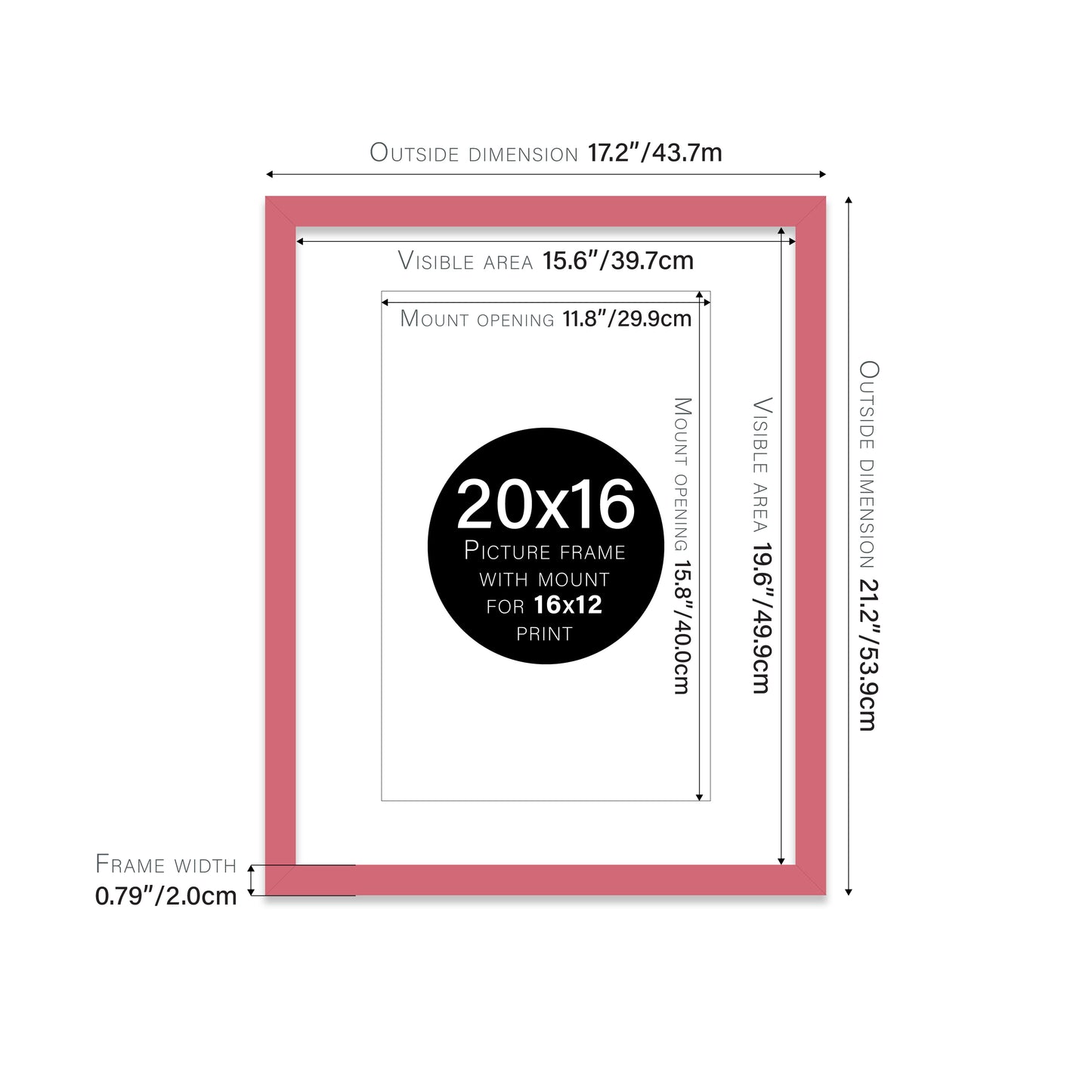 Pink Picture Frame 20mm Edge