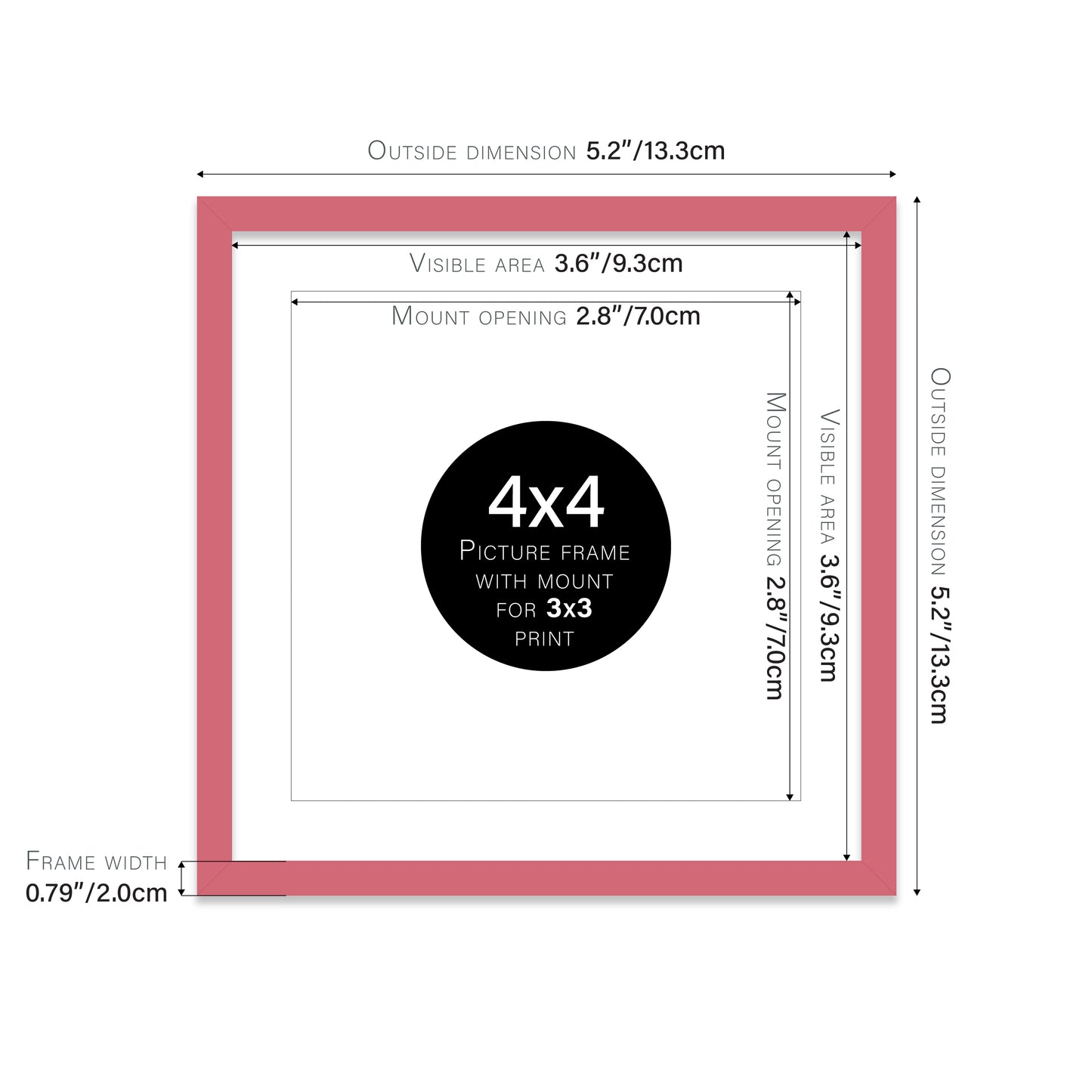 Pink Picture Frame 20mm Edge