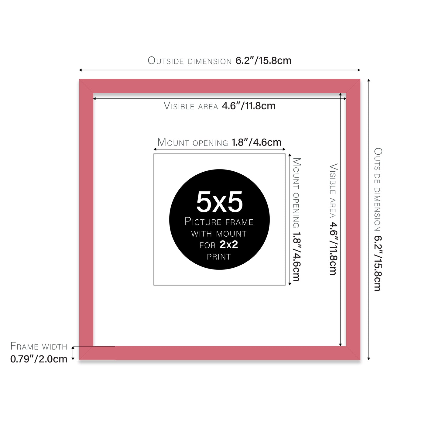 Pink Picture Frame 20mm Edge