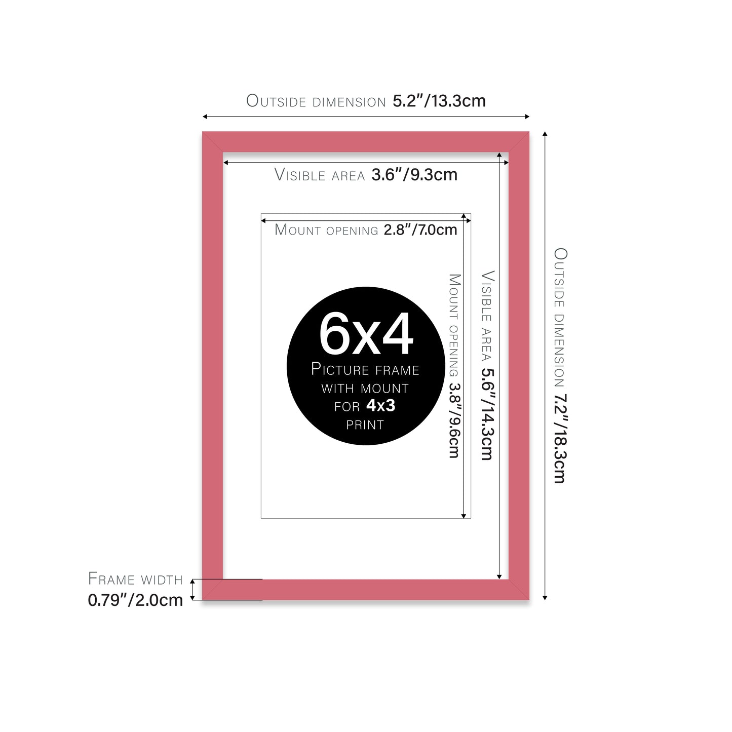 Pink Picture Frame 20mm Edge