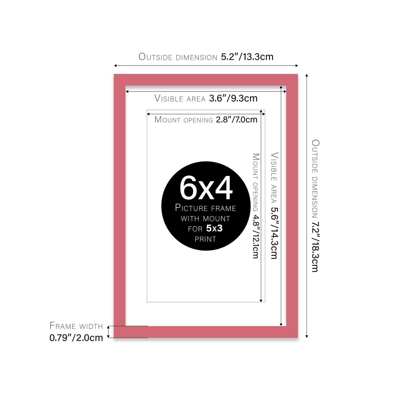 Pink Picture Frame 20mm Edge