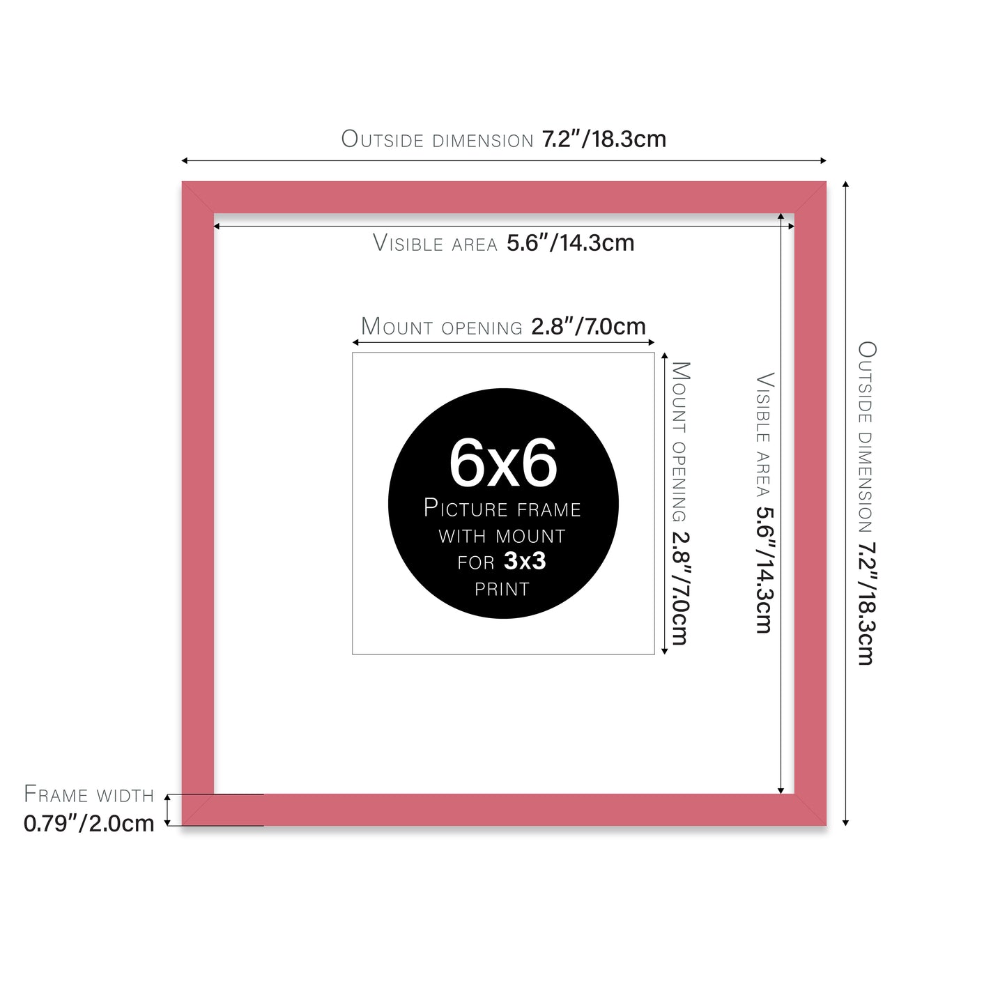 Pink Picture Frame 20mm Edge