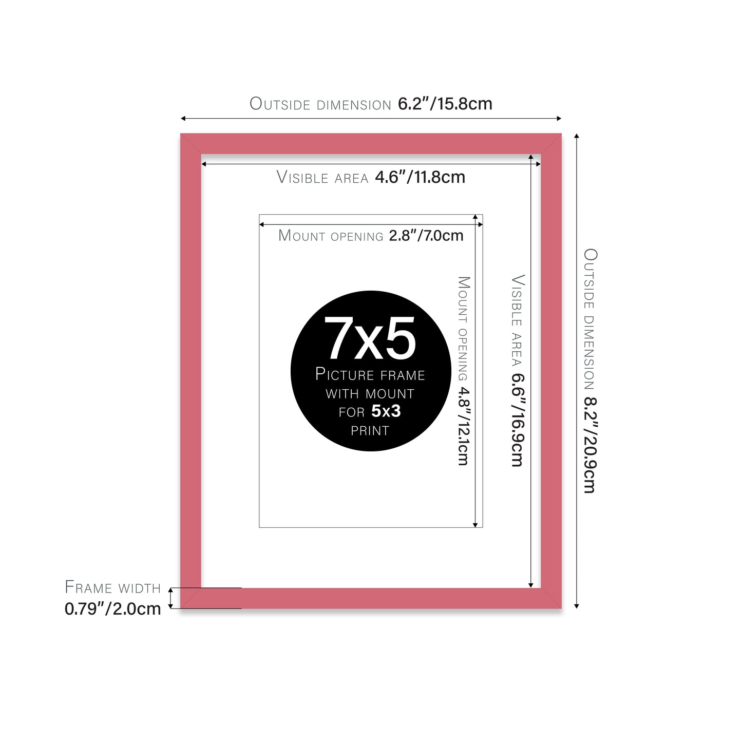 Pink Picture Frame 20mm Edge