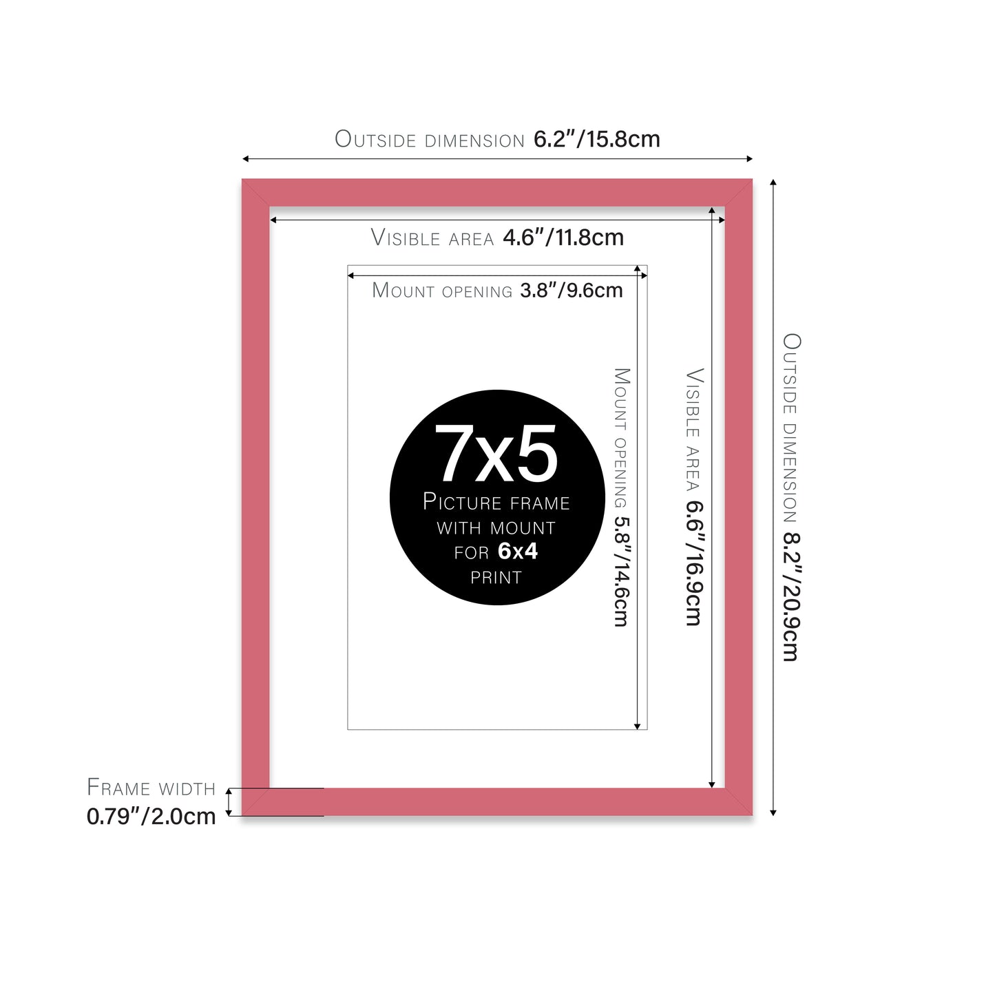 Pink Picture Frame 20mm Edge