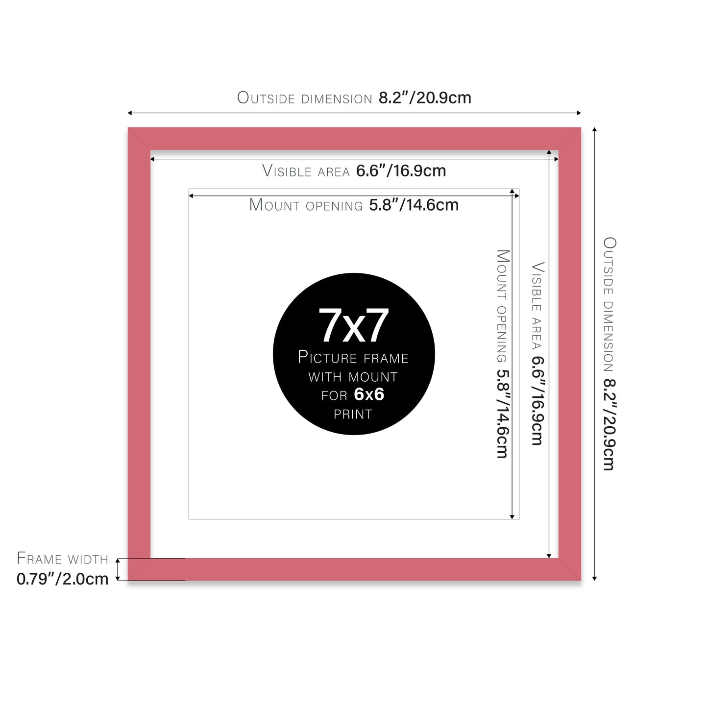 Pink Picture Frame 20mm Edge