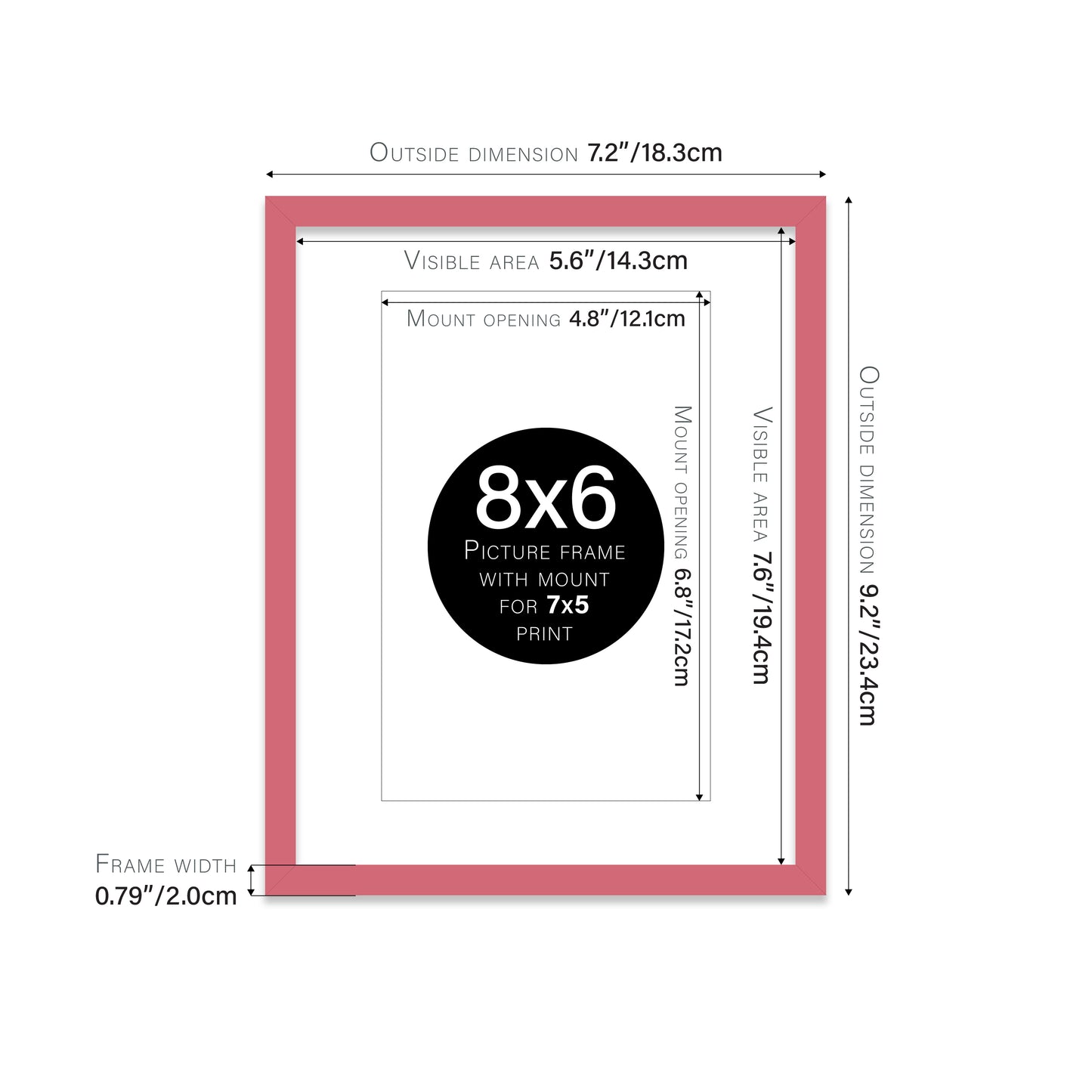 Pink Picture Frame 20mm Edge