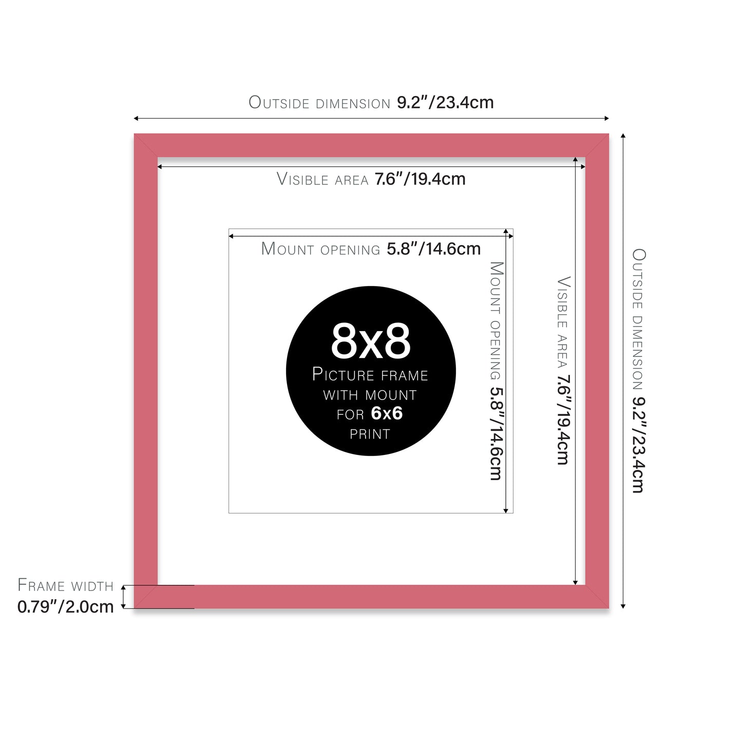 Pink Picture Frame 20mm Edge