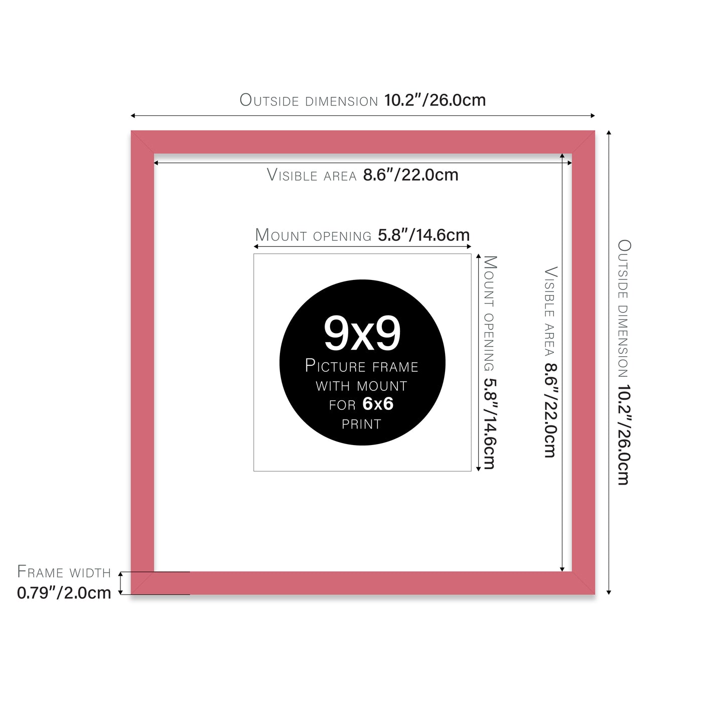 Pink Picture Frame 20mm Edge