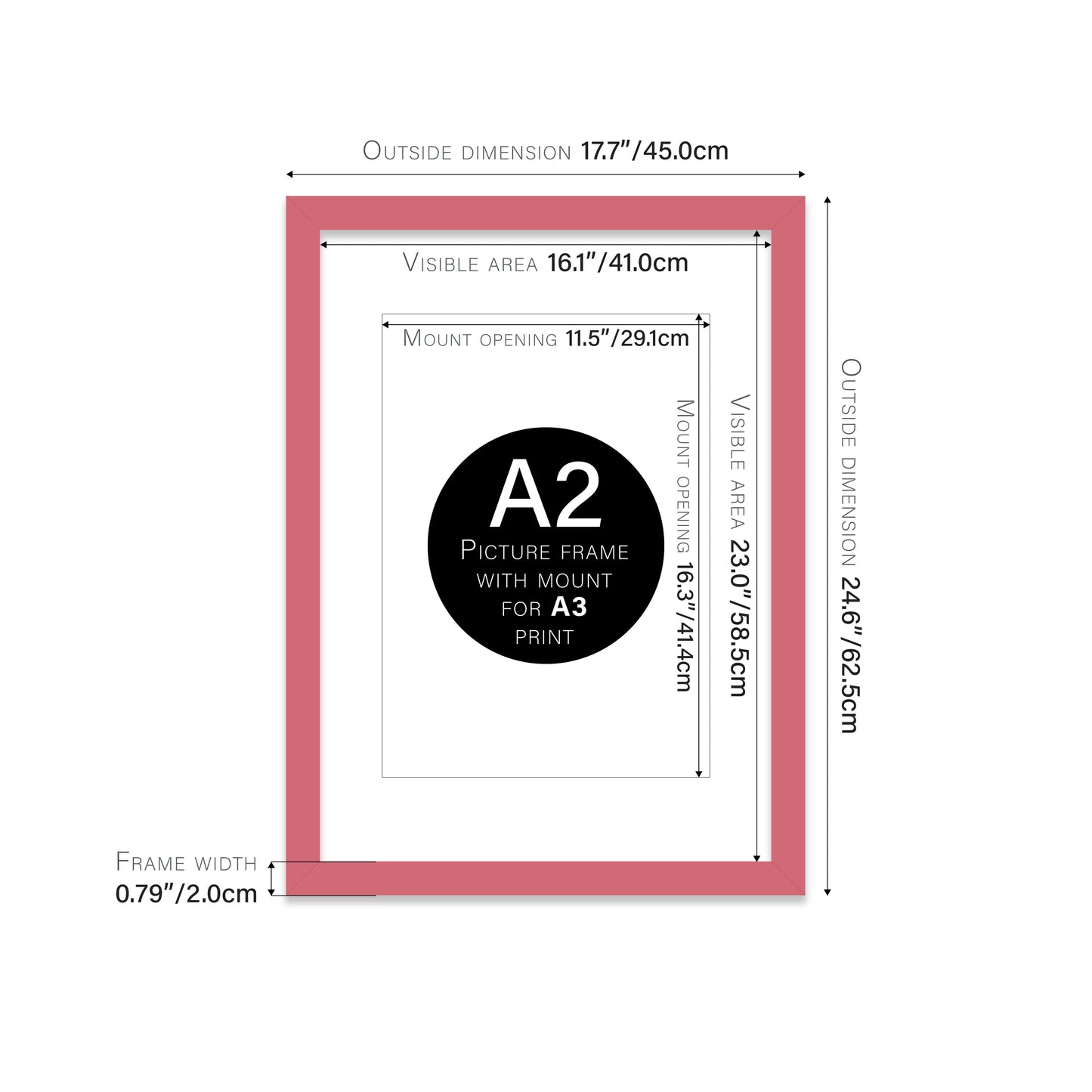 Pink Picture Frame 20mm Edge