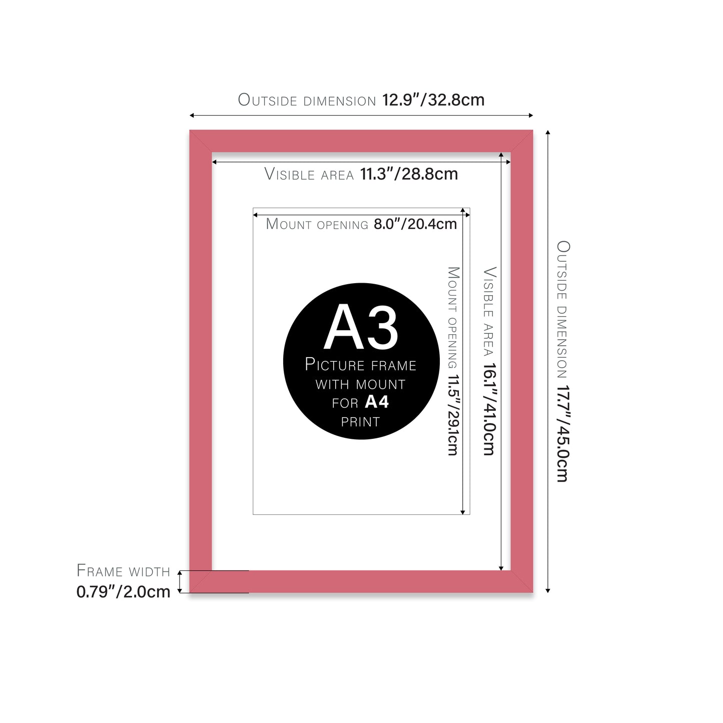 Pink Picture Frame 20mm Edge