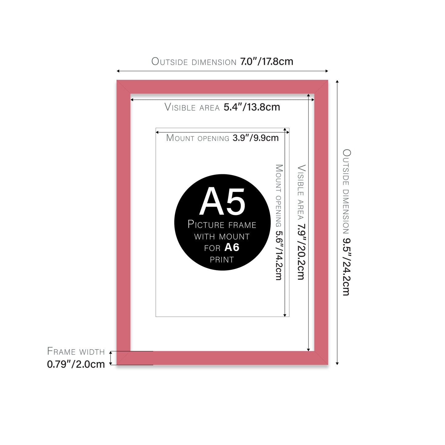 Pink Picture Frame 20mm Edge