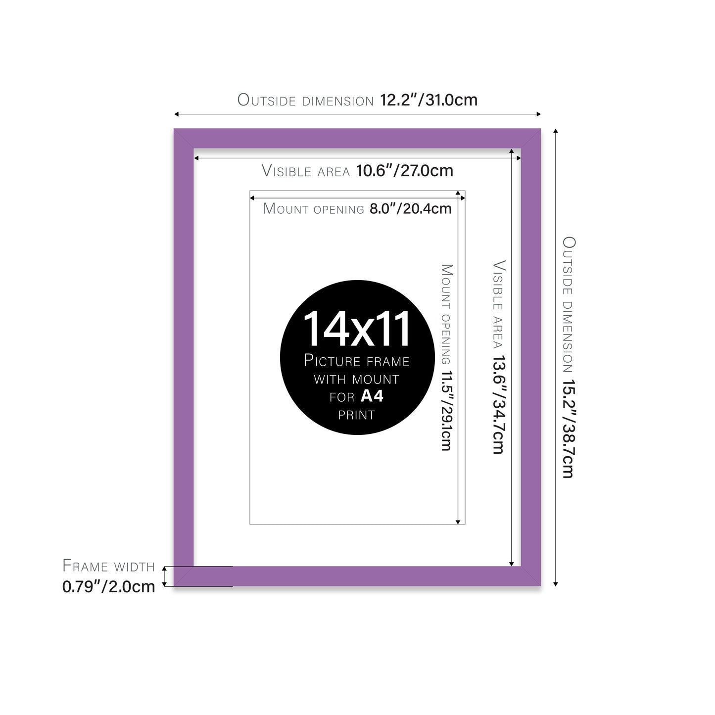 Purple Picture Frame 20mm Edge
