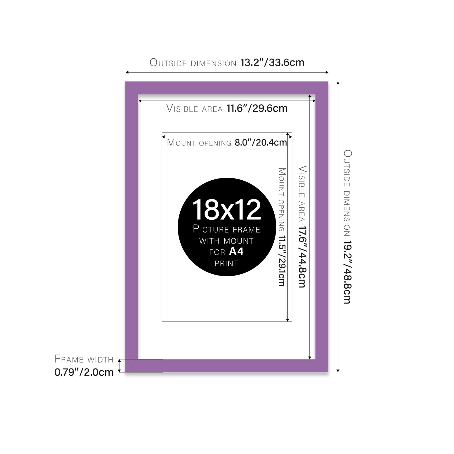 Purple Picture Frame 20mm Edge