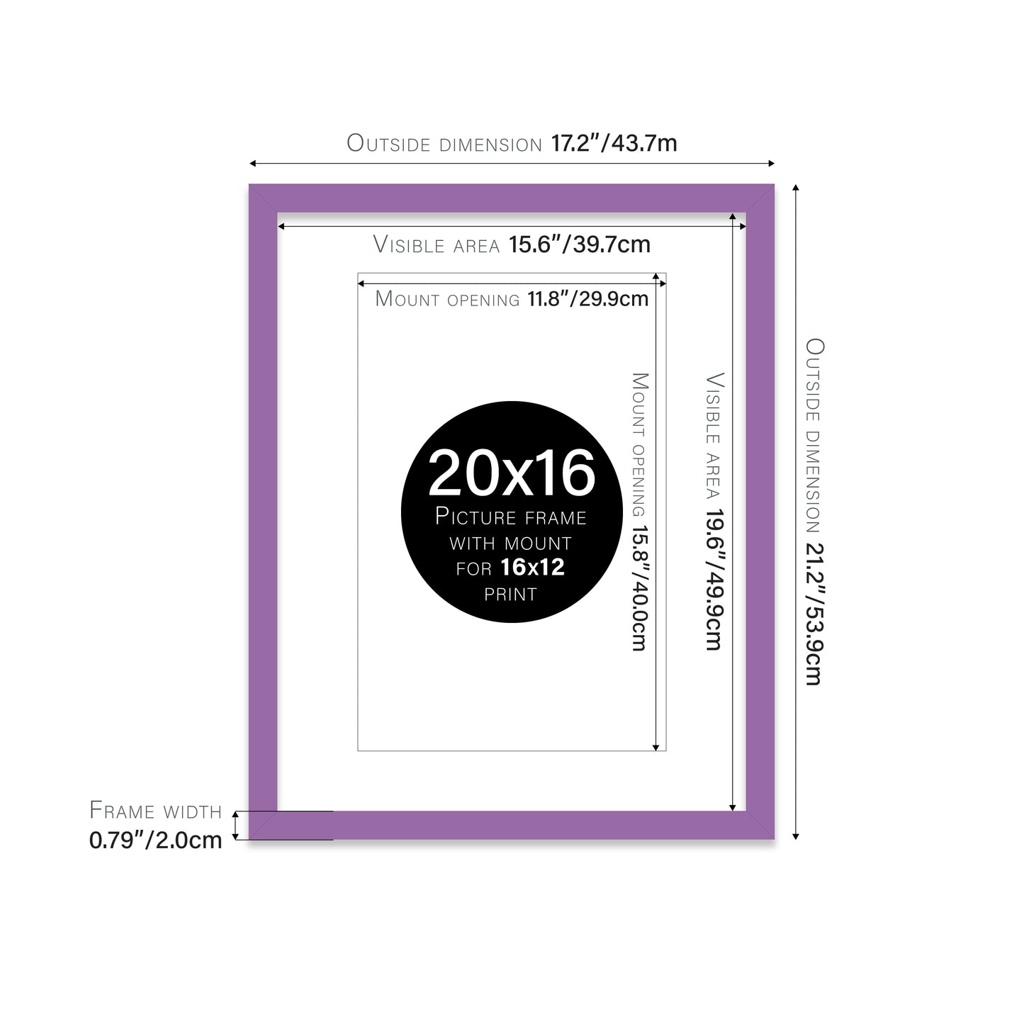 Purple Picture Frame 20mm Edge