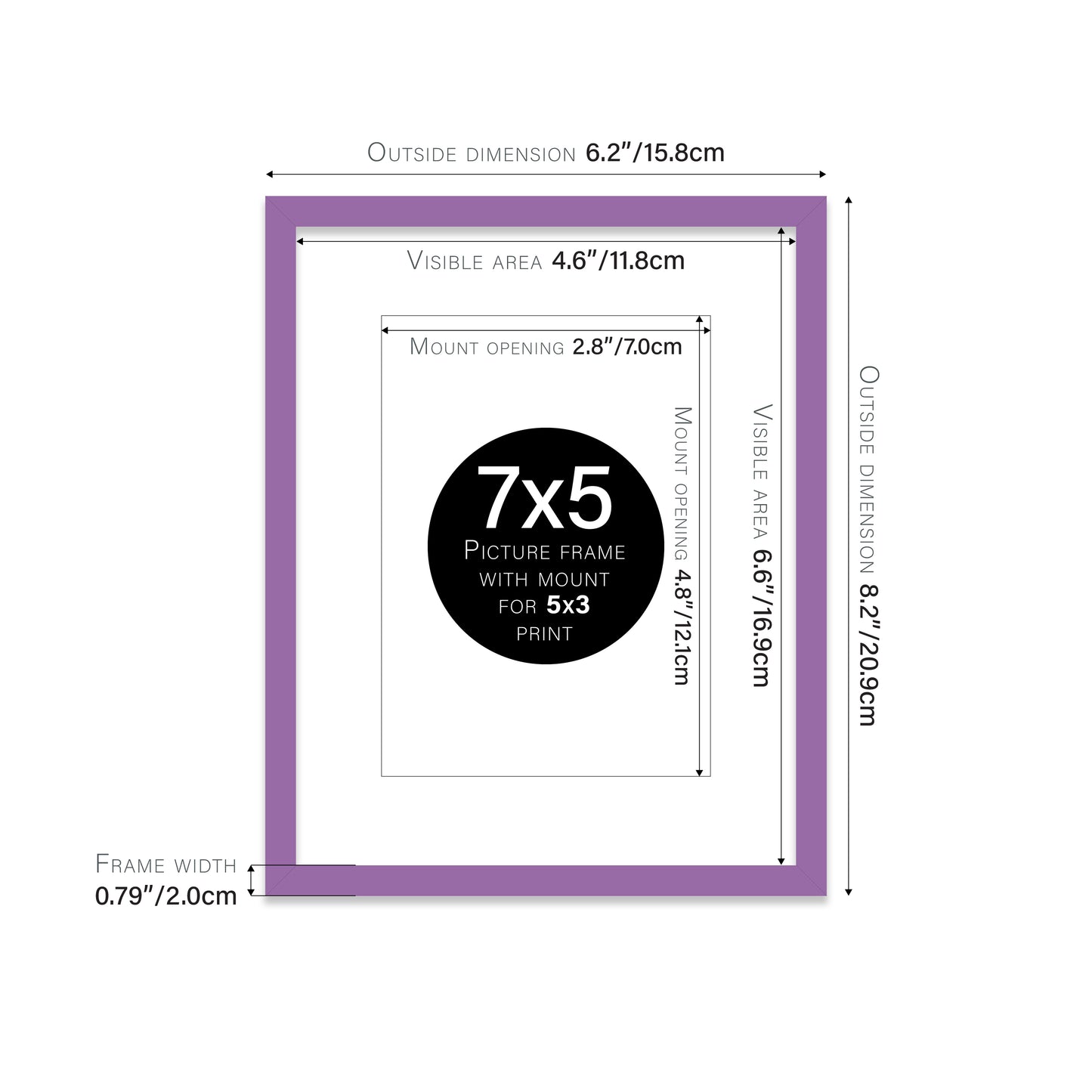 Purple Picture Frame 20mm Edge