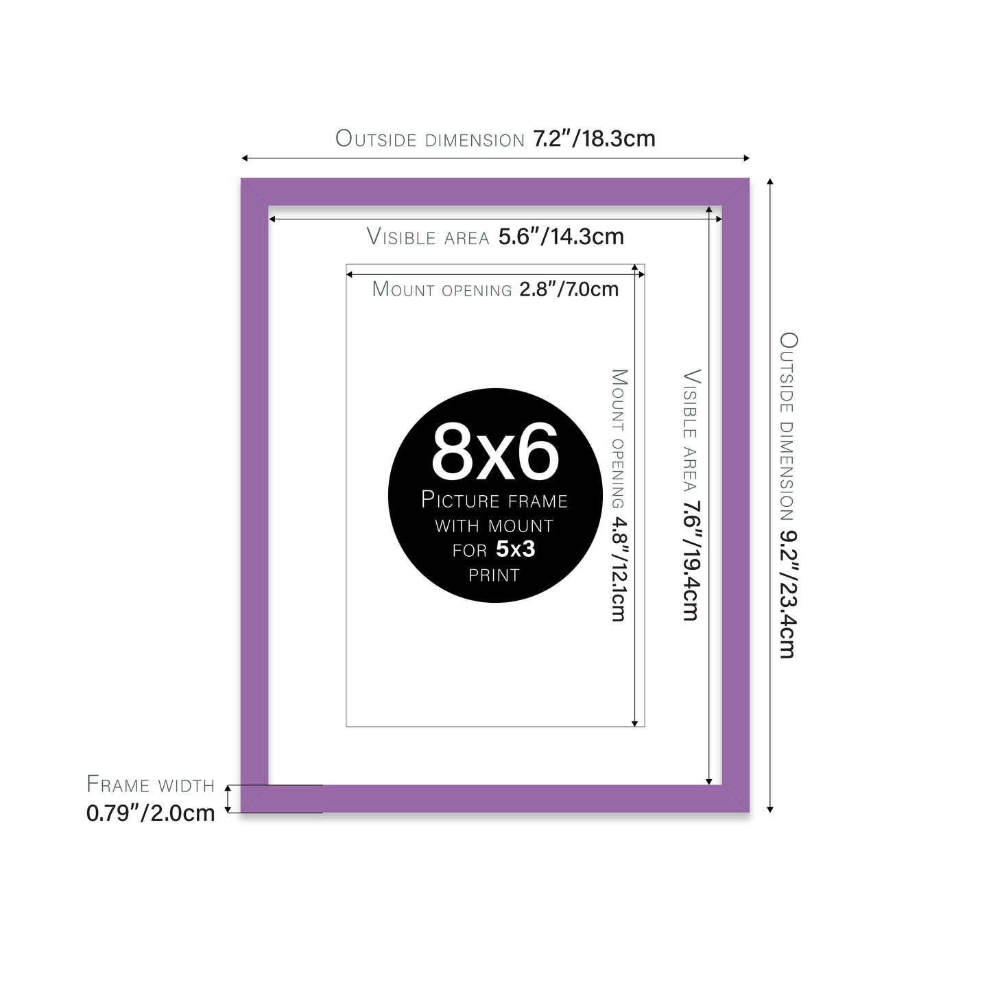 Purple Picture Frame 20mm Edge