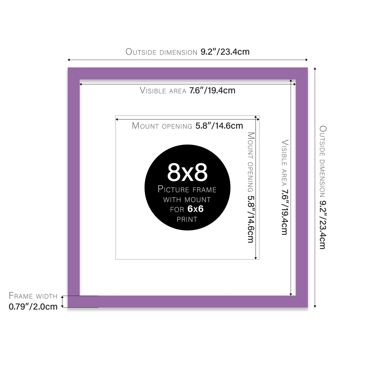 Purple Picture Frame 20mm Edge