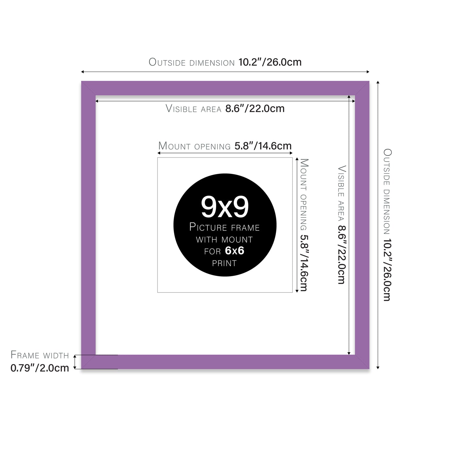 Purple Picture Frame 20mm Edge