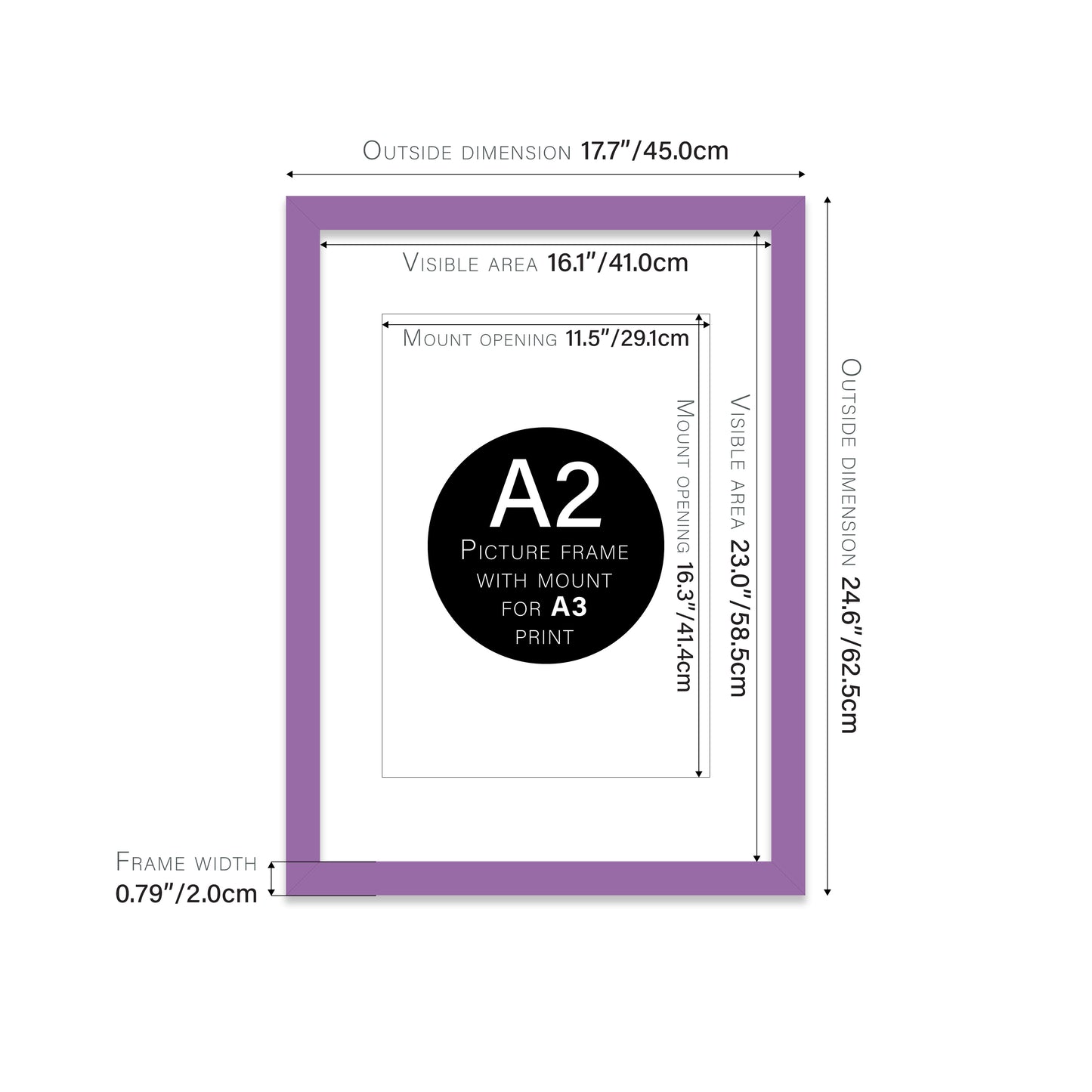 Purple Picture Frame 20mm Edge