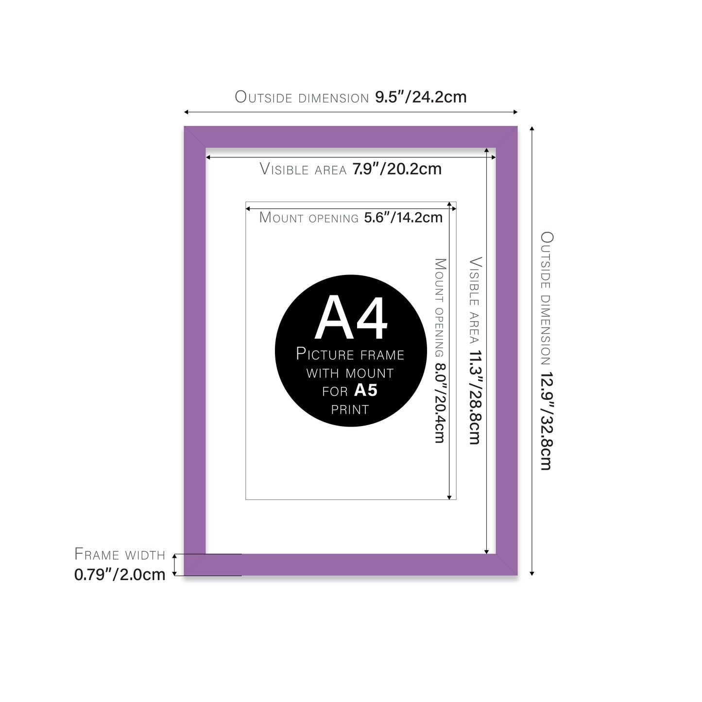 Purple Picture Frame 20mm Edge