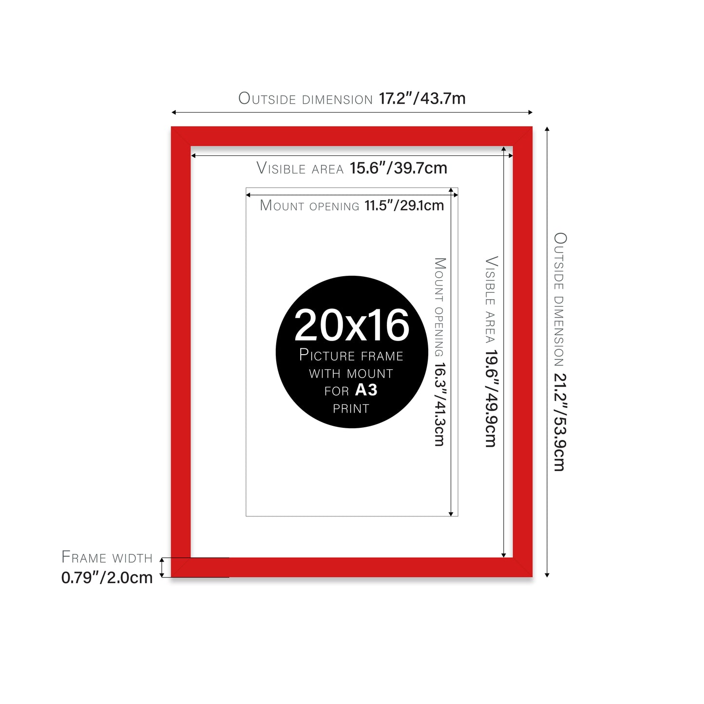 Red Picture Frame 20mm Edge