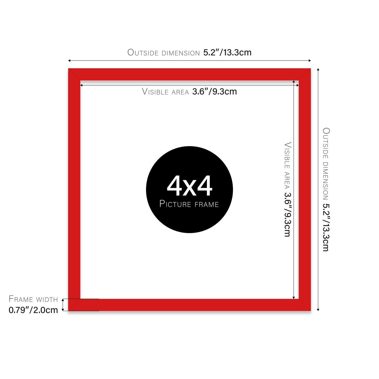 Red 4x4" modern photo frame for retailers