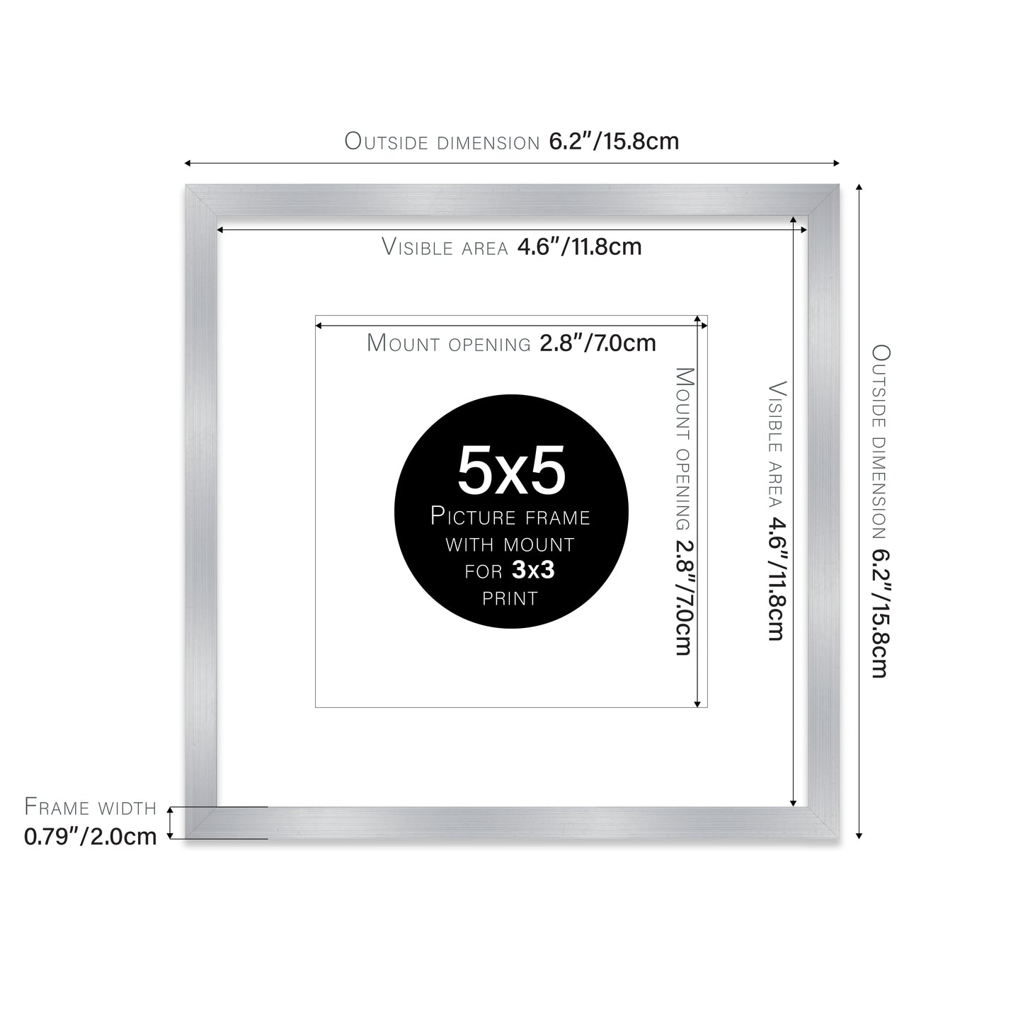 Silver Picture Frame 20mm Edge