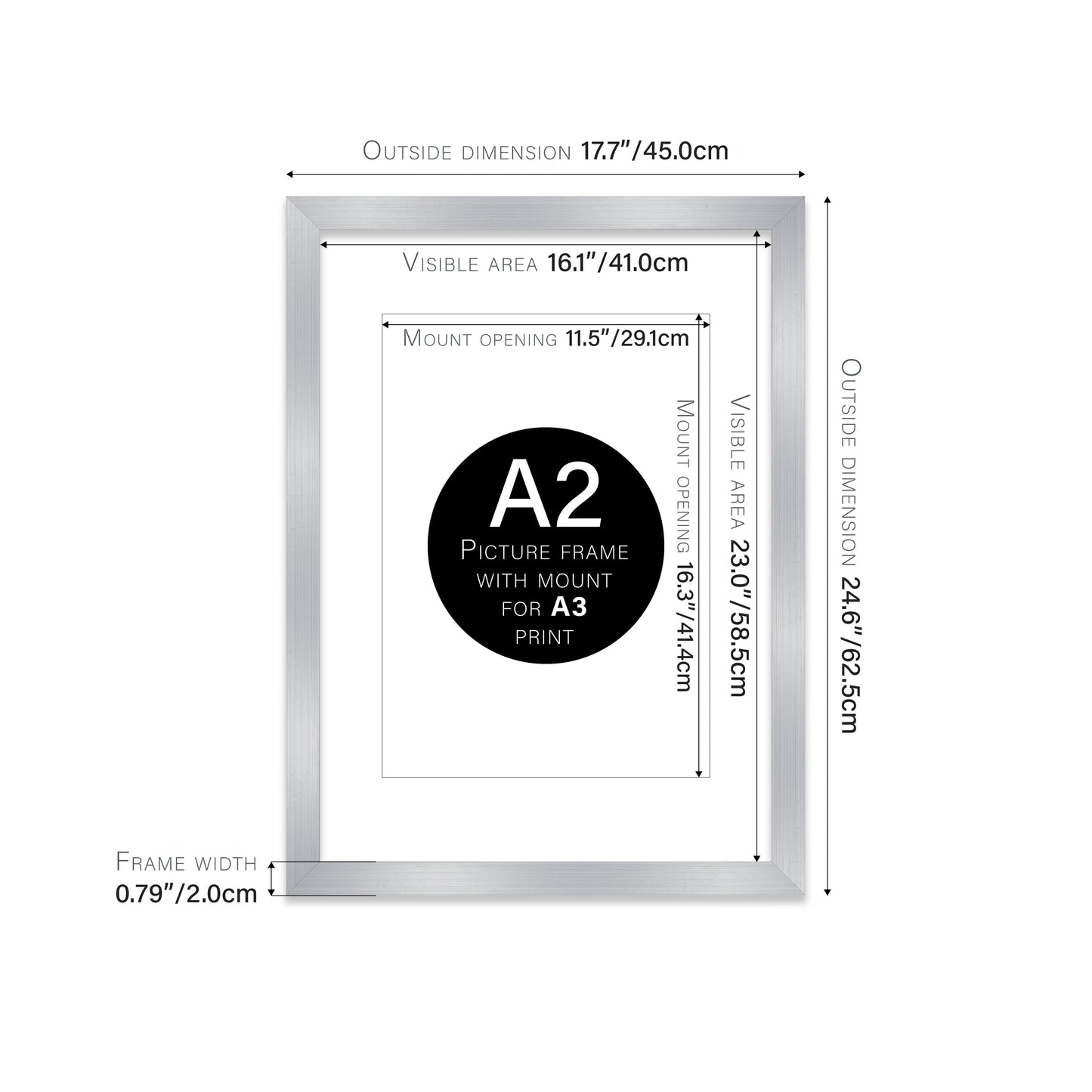 Silver Picture Frame 20mm Edge