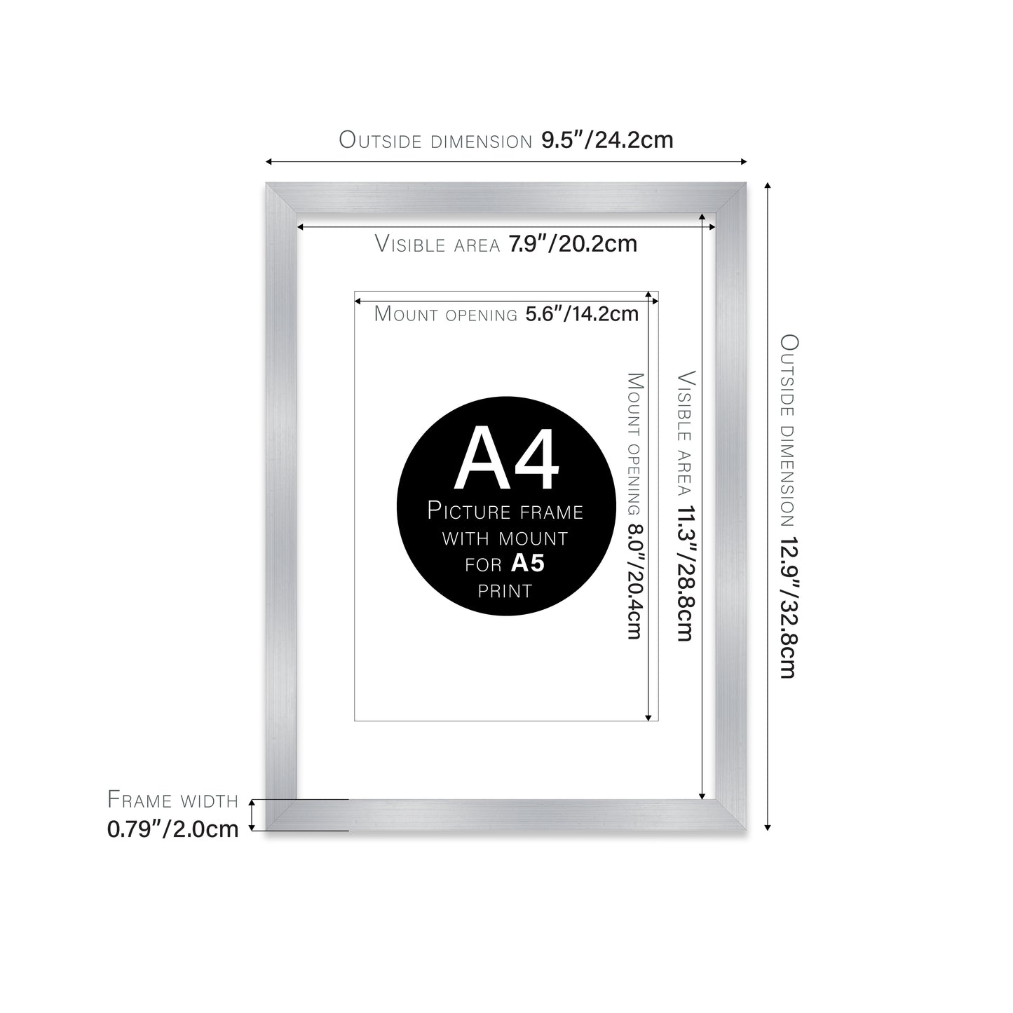 Silver Picture Frame 20mm Edge