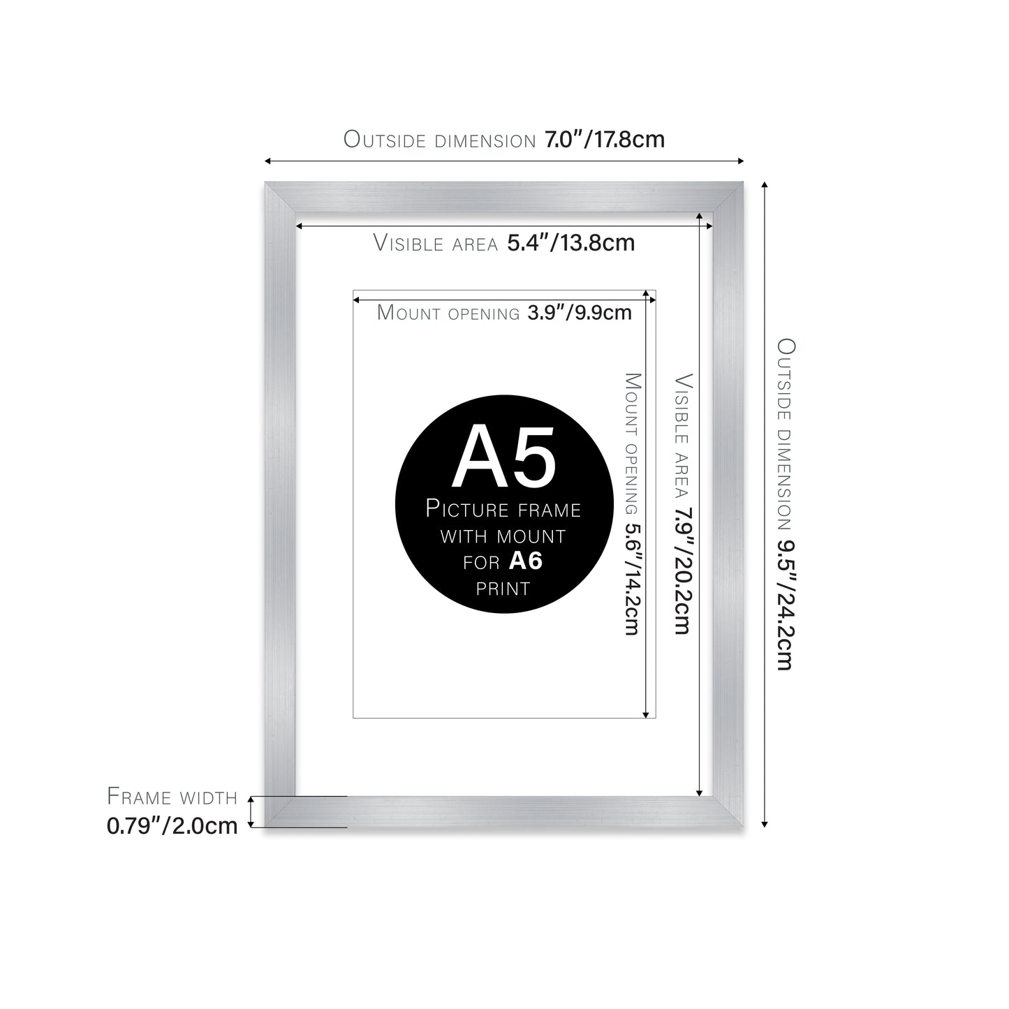 Silver Picture Frame 20mm Edge