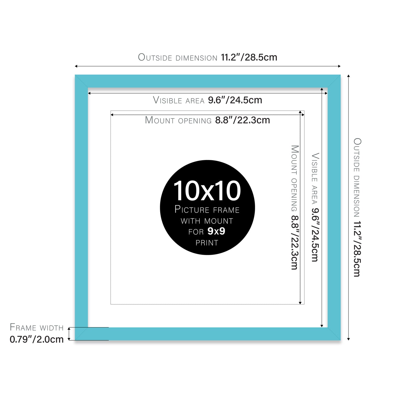 Turquoise Picture Frame 20mm Edge