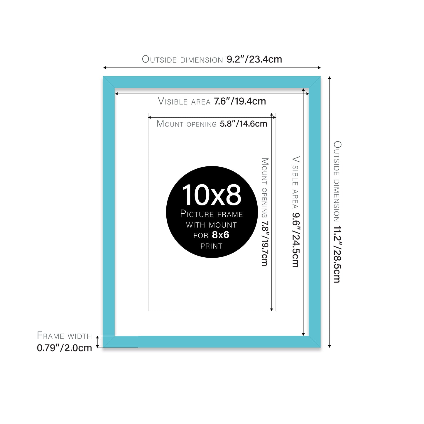 Turquoise Picture Frame 20mm Edge